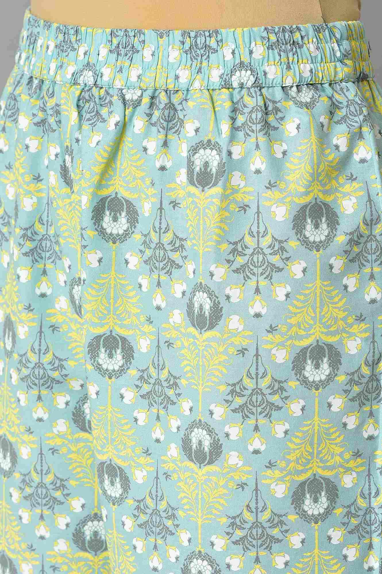 Light Green Printed kurta And Pants Co-Ord Set - wforwoman