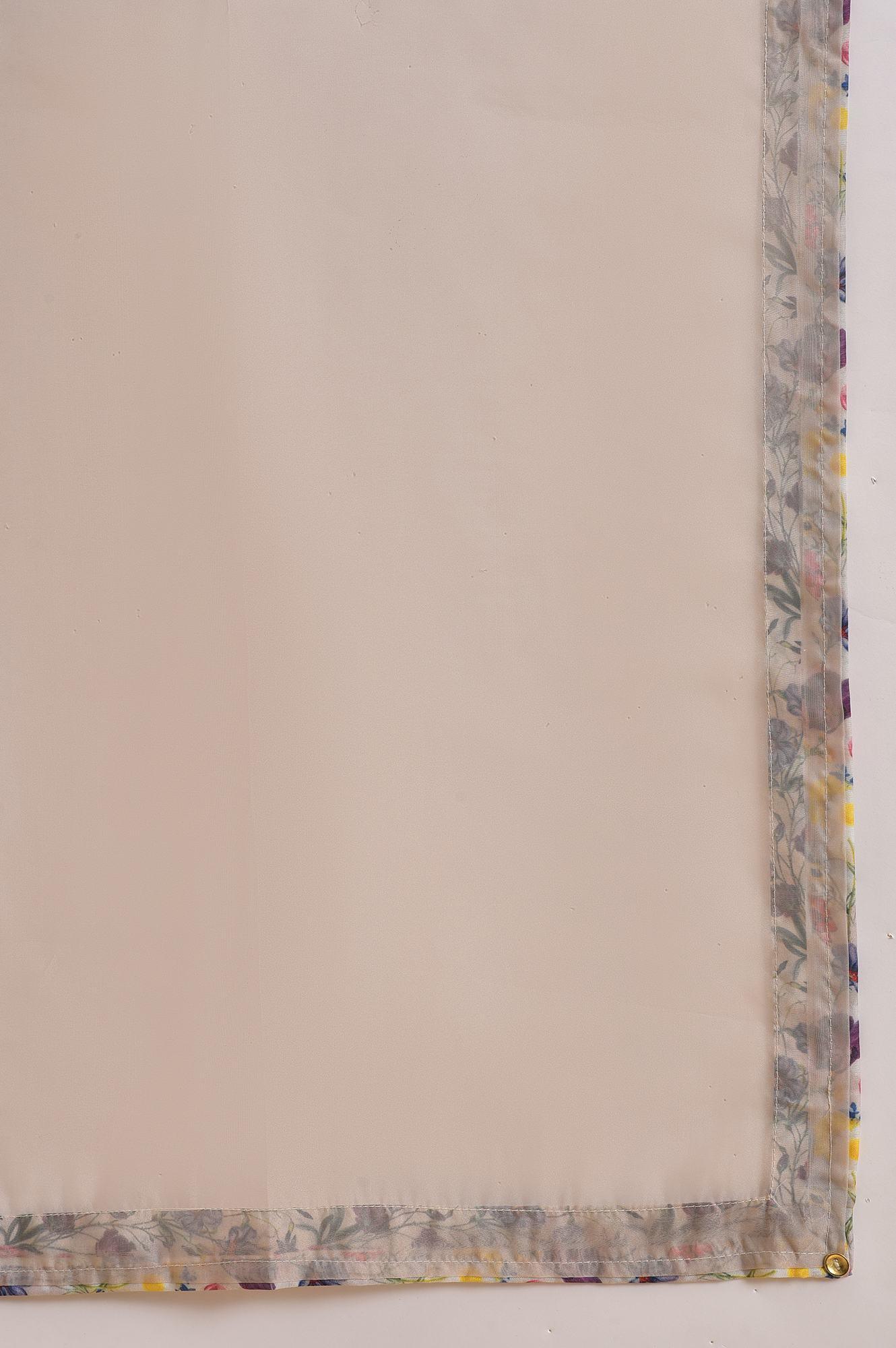 Ecru Floral Print Jacket kurta Set - wforwoman