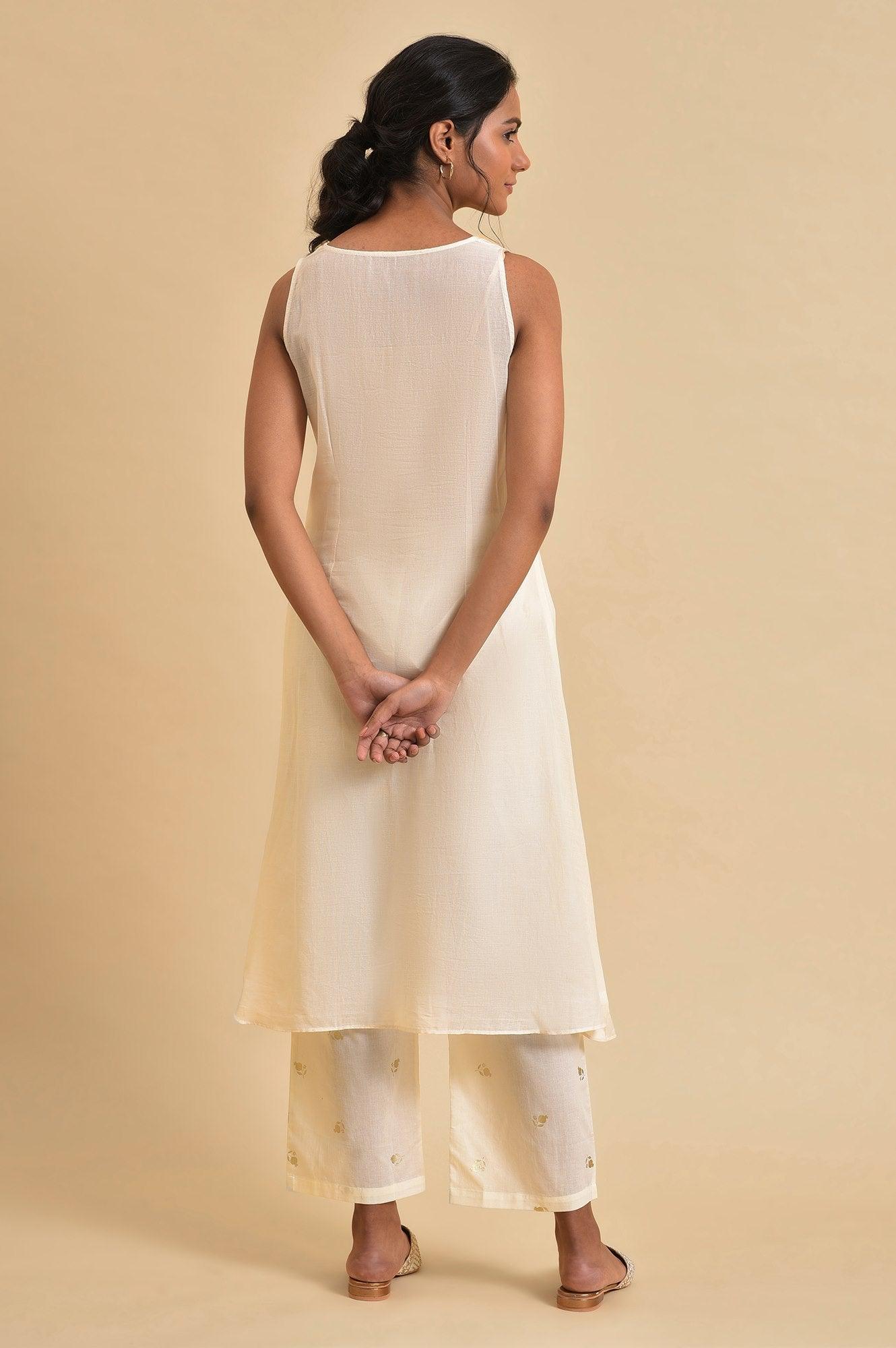 Ecru Anaar Print kurta Set With Inner - wforwoman