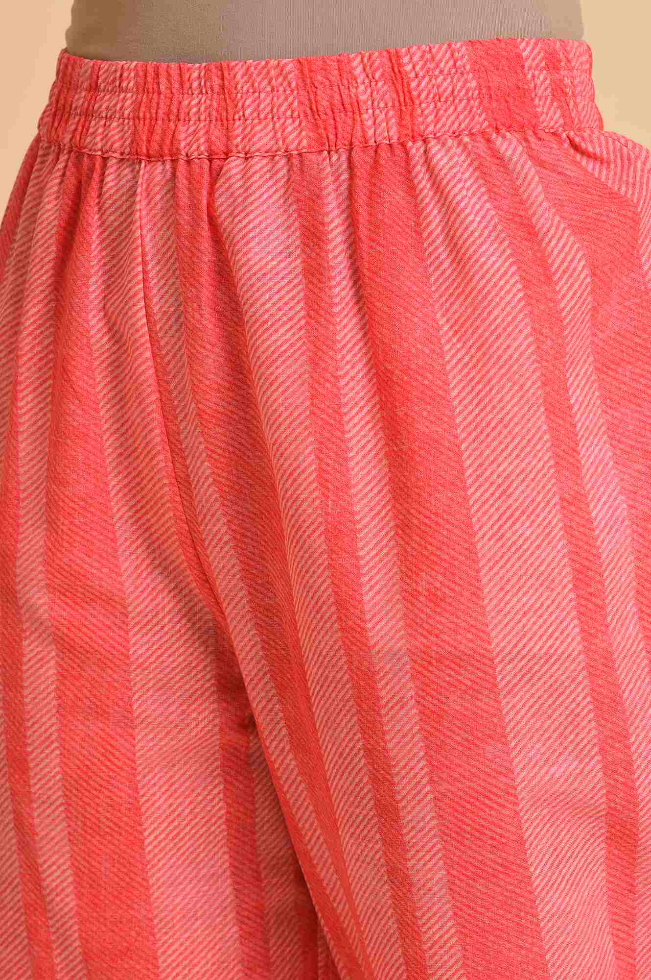 Light Red Printed Kurta, Pants & Dupatta Co-Ord Set - wforwoman