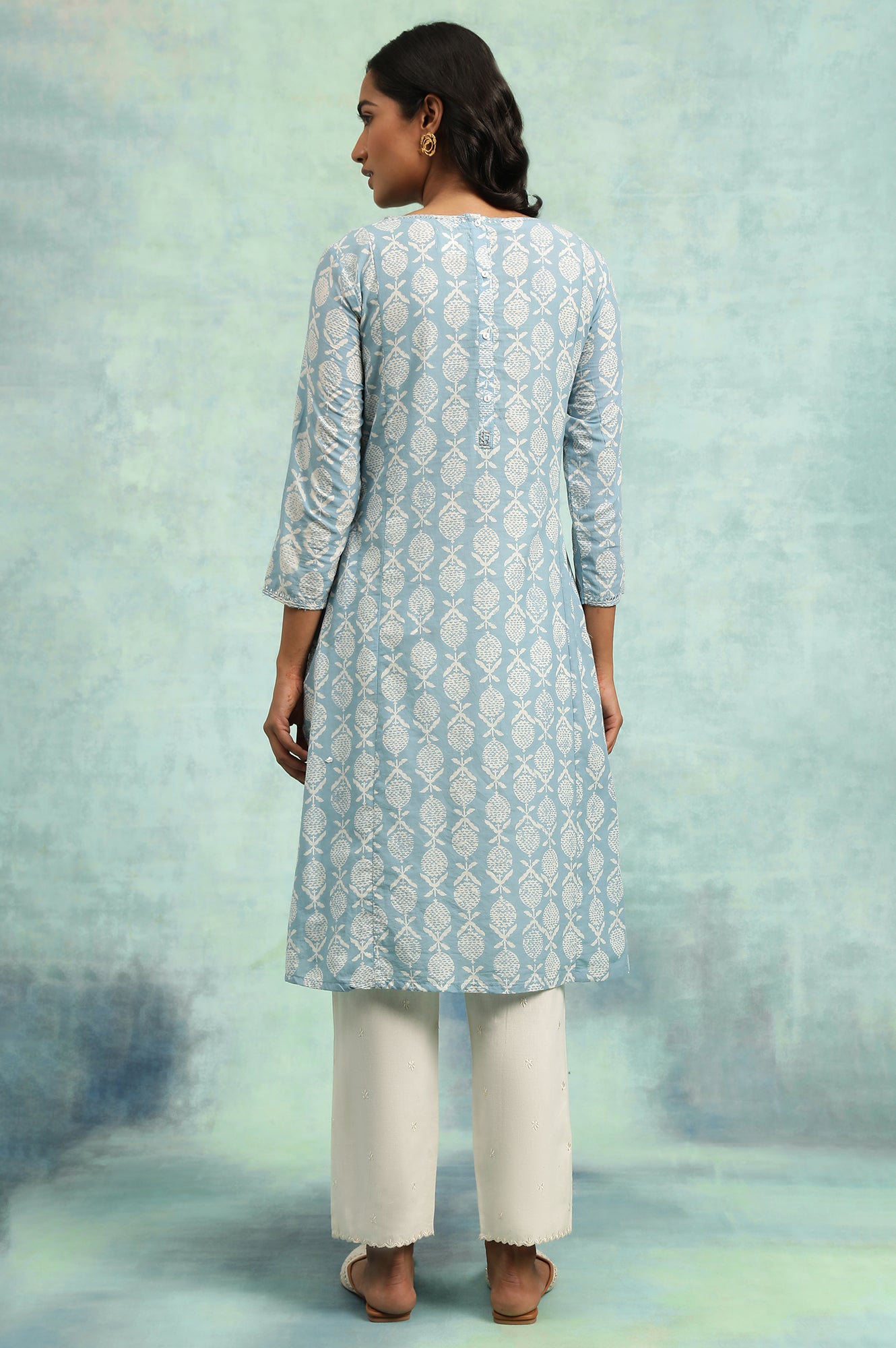 Blue Hand Block Print kurta