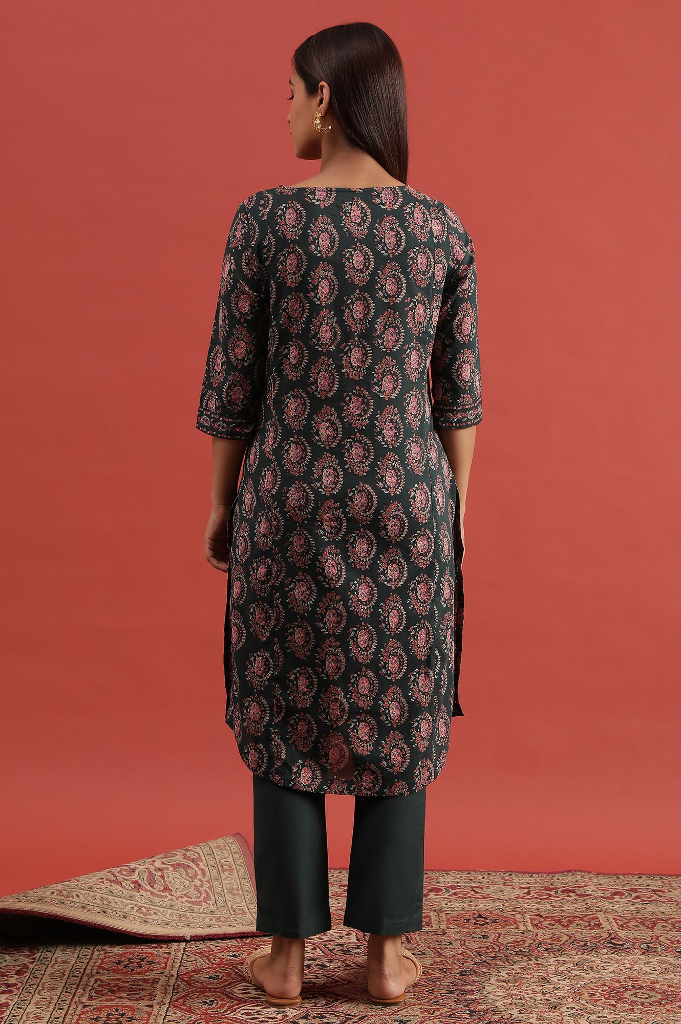 Green All-Over Buti Hand Block Print Kurta