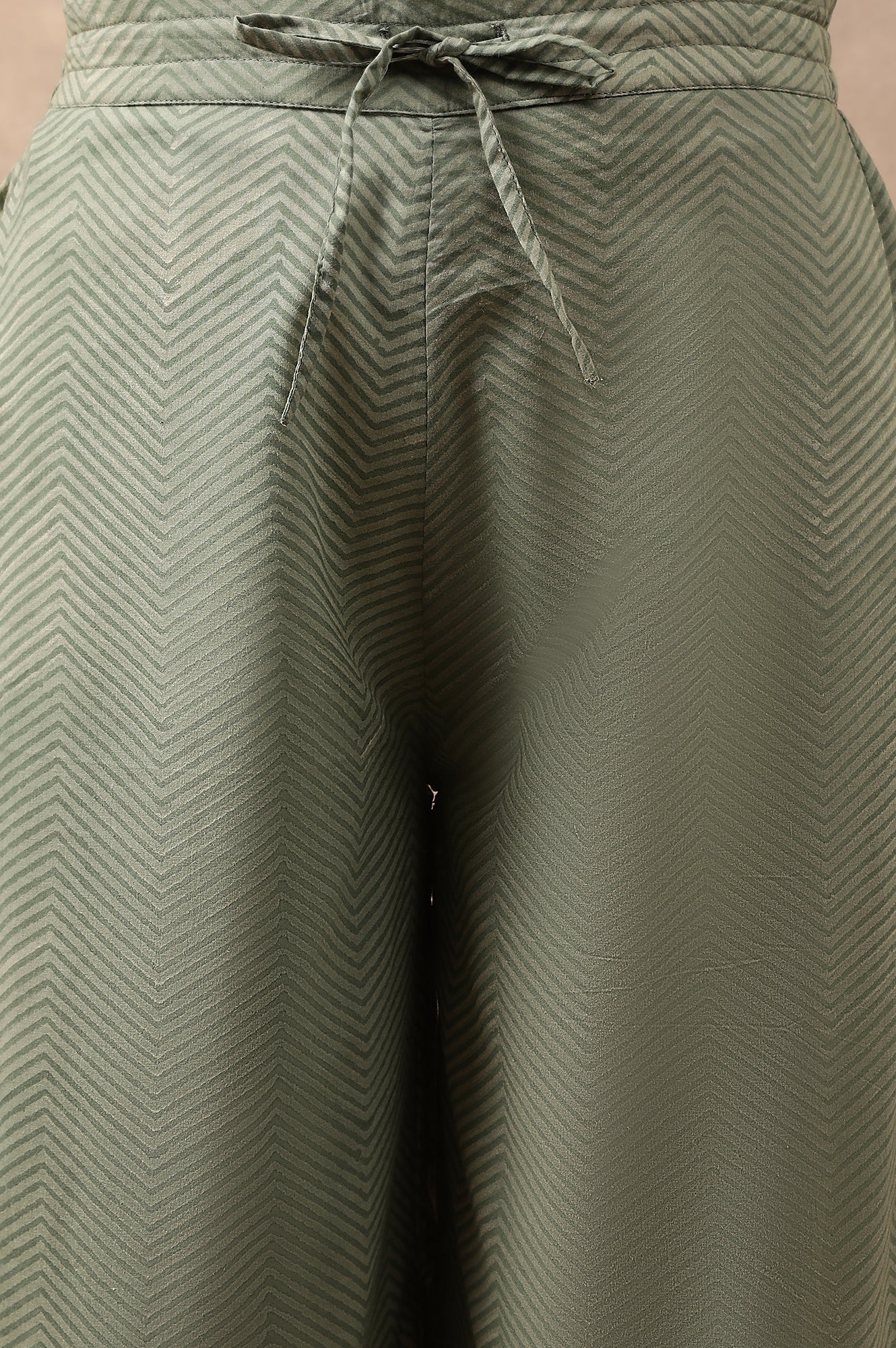 Olive Green Chevron Print Parallel Pants