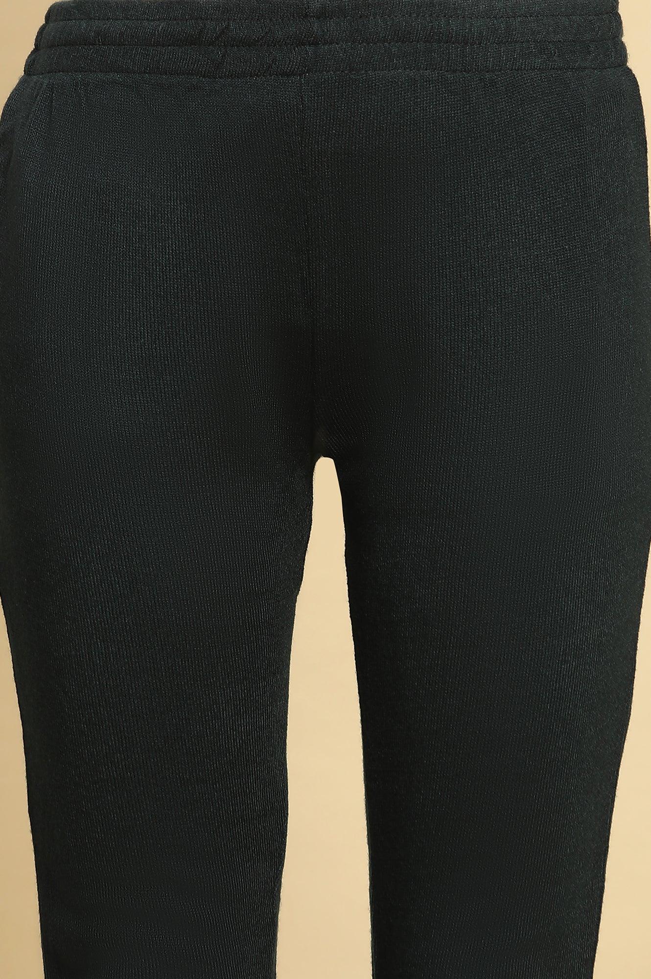 Green Printed Winter Kurta And Tights Set - wforwoman