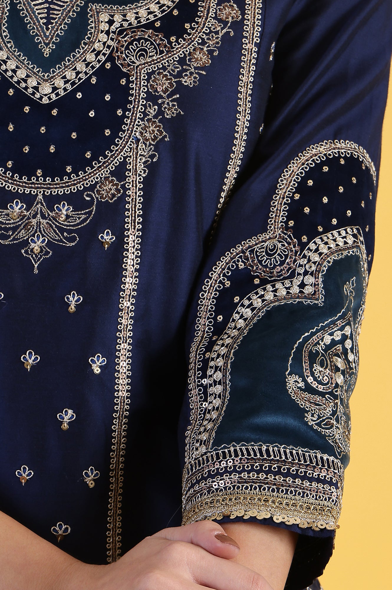 Blue Embroidered Kurta & Sharara with Dupatta Set