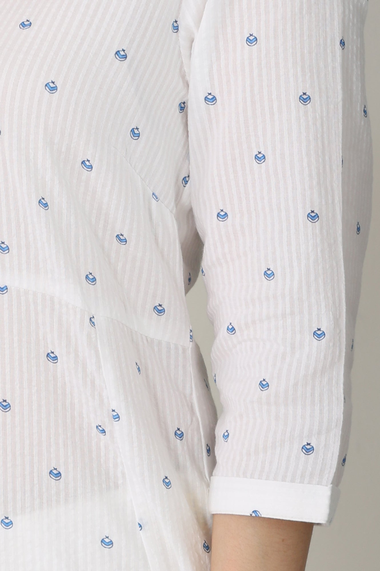 White Printed Pure Cotton Soft & Breathable Straight Kurta - wforwoman