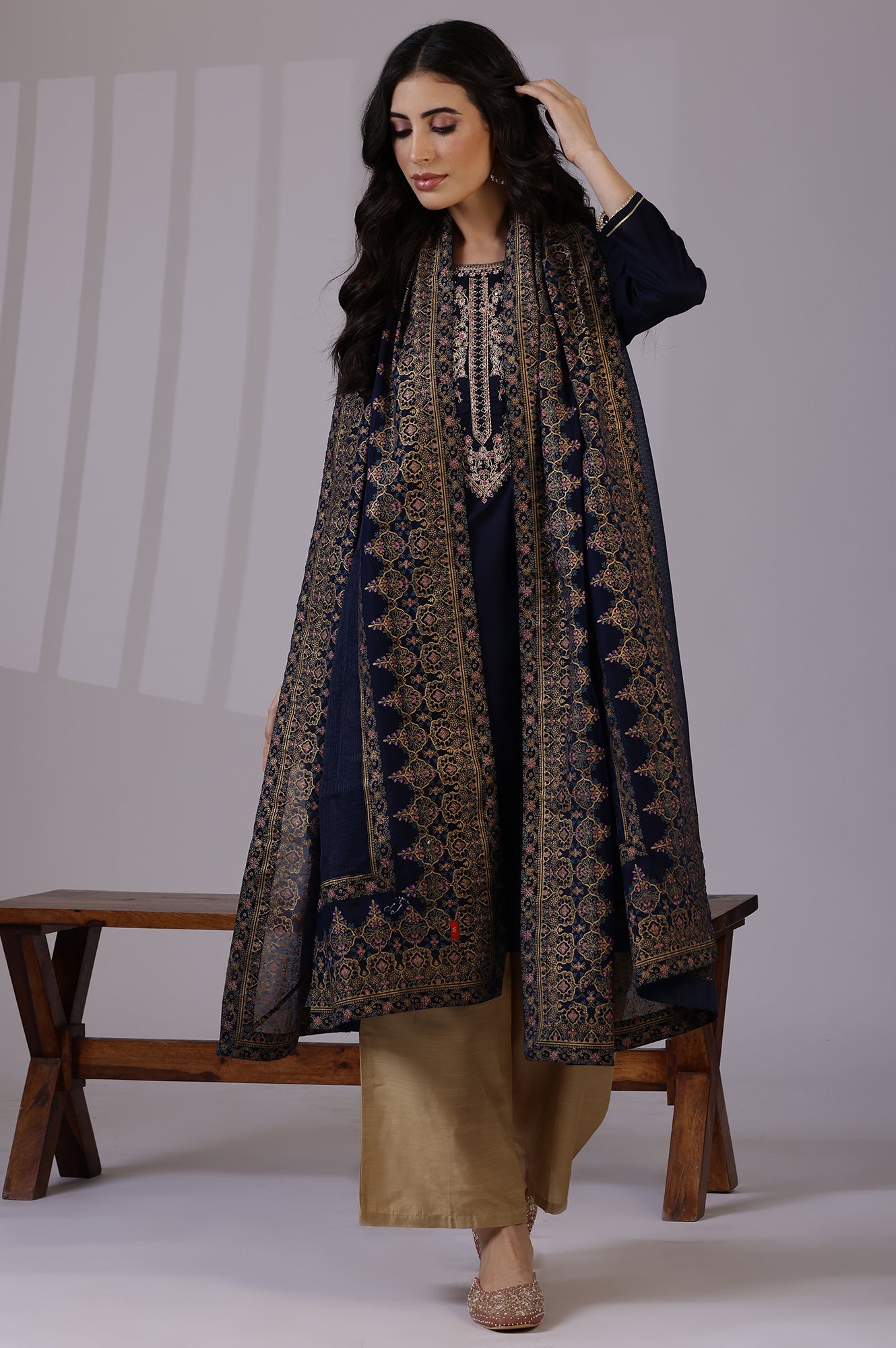 Blue Solid Kota Dupattas