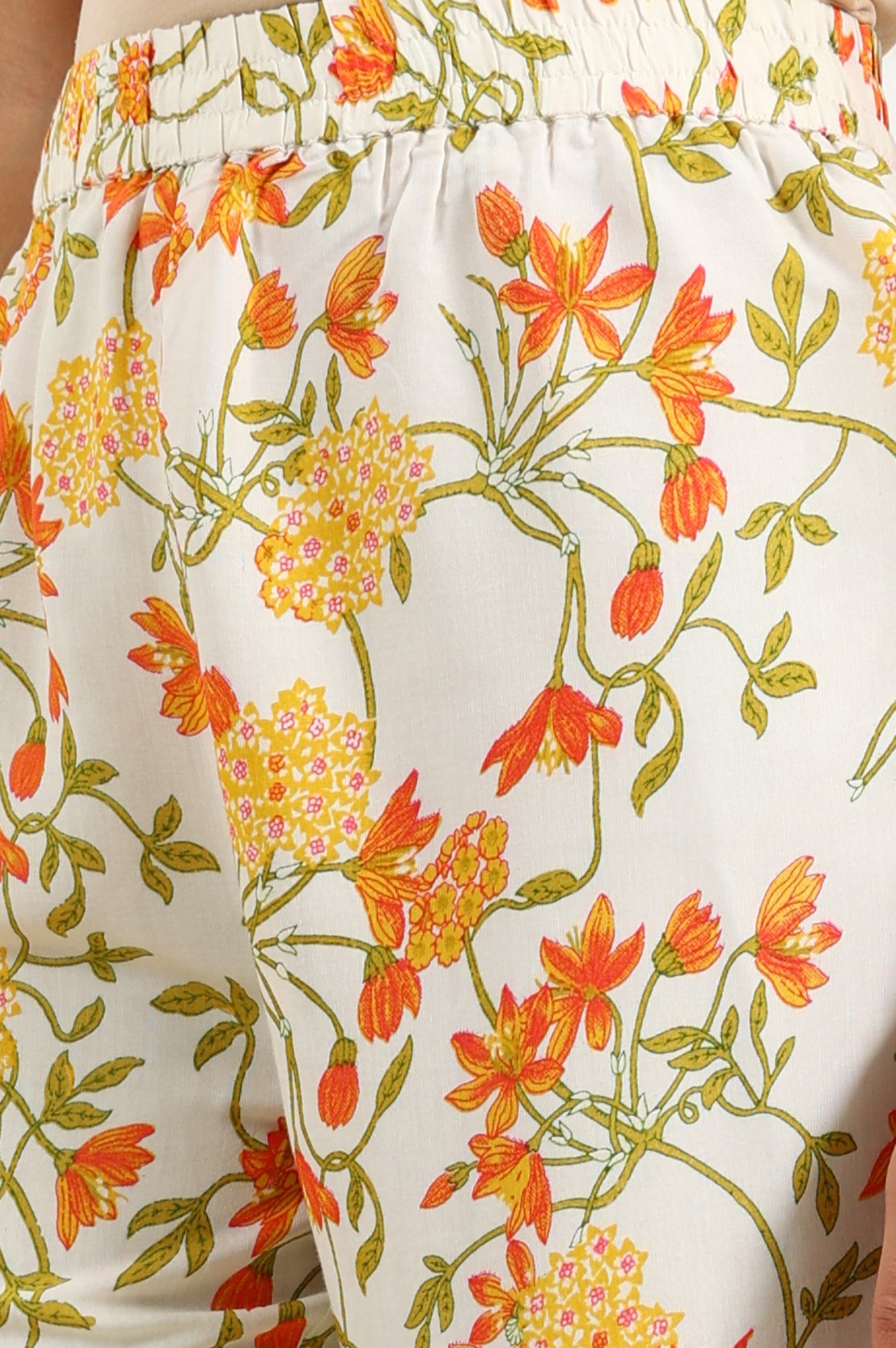 White Floral Printed Thread Embroidered Neck Chiffon A-Line Kurta, Straight Pants And Dupatta Set