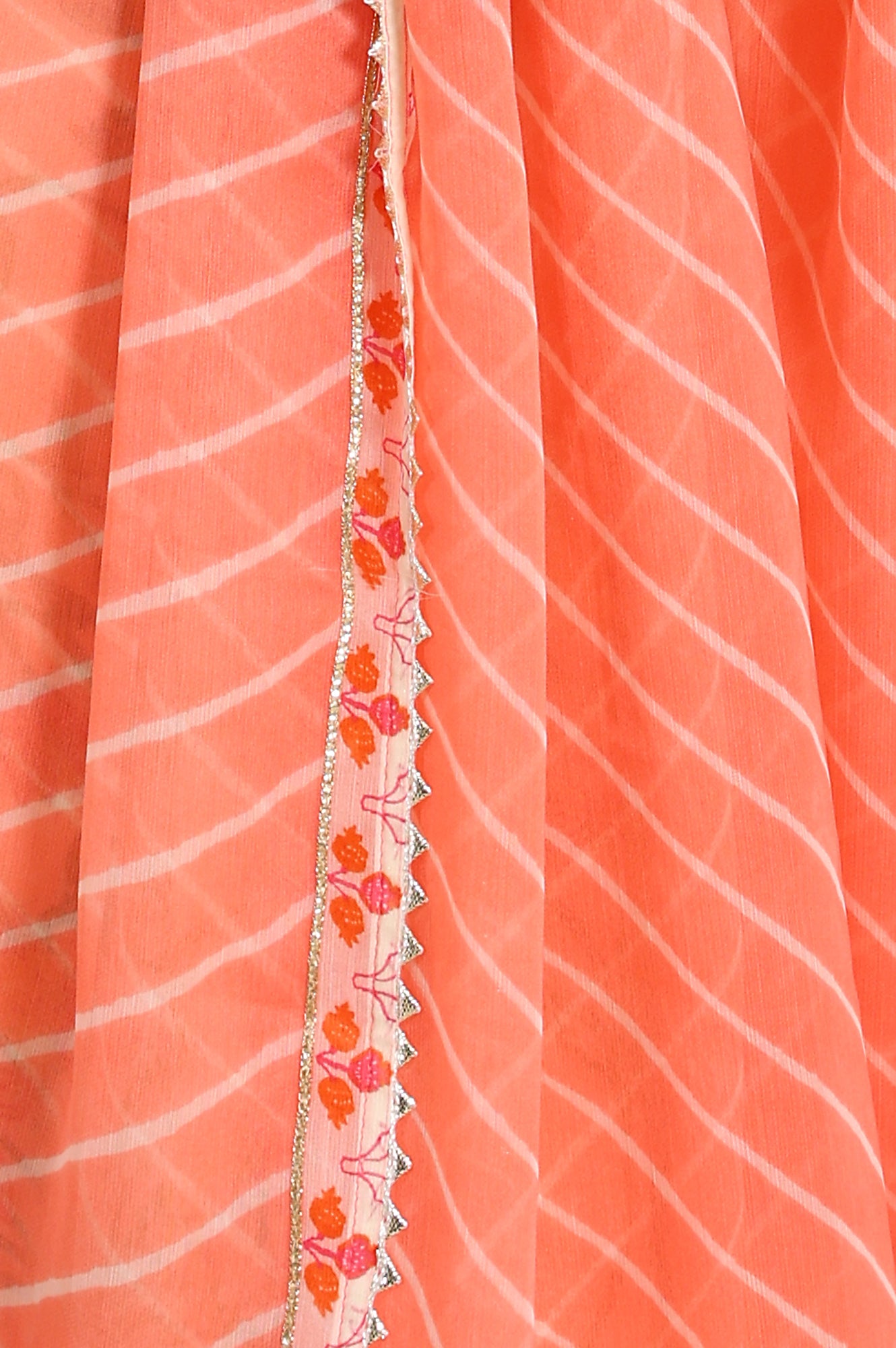 White Floral Printed Thread Embroidered Neck Chiffon A-Line Kurta, Straight Pants And Dupatta Set