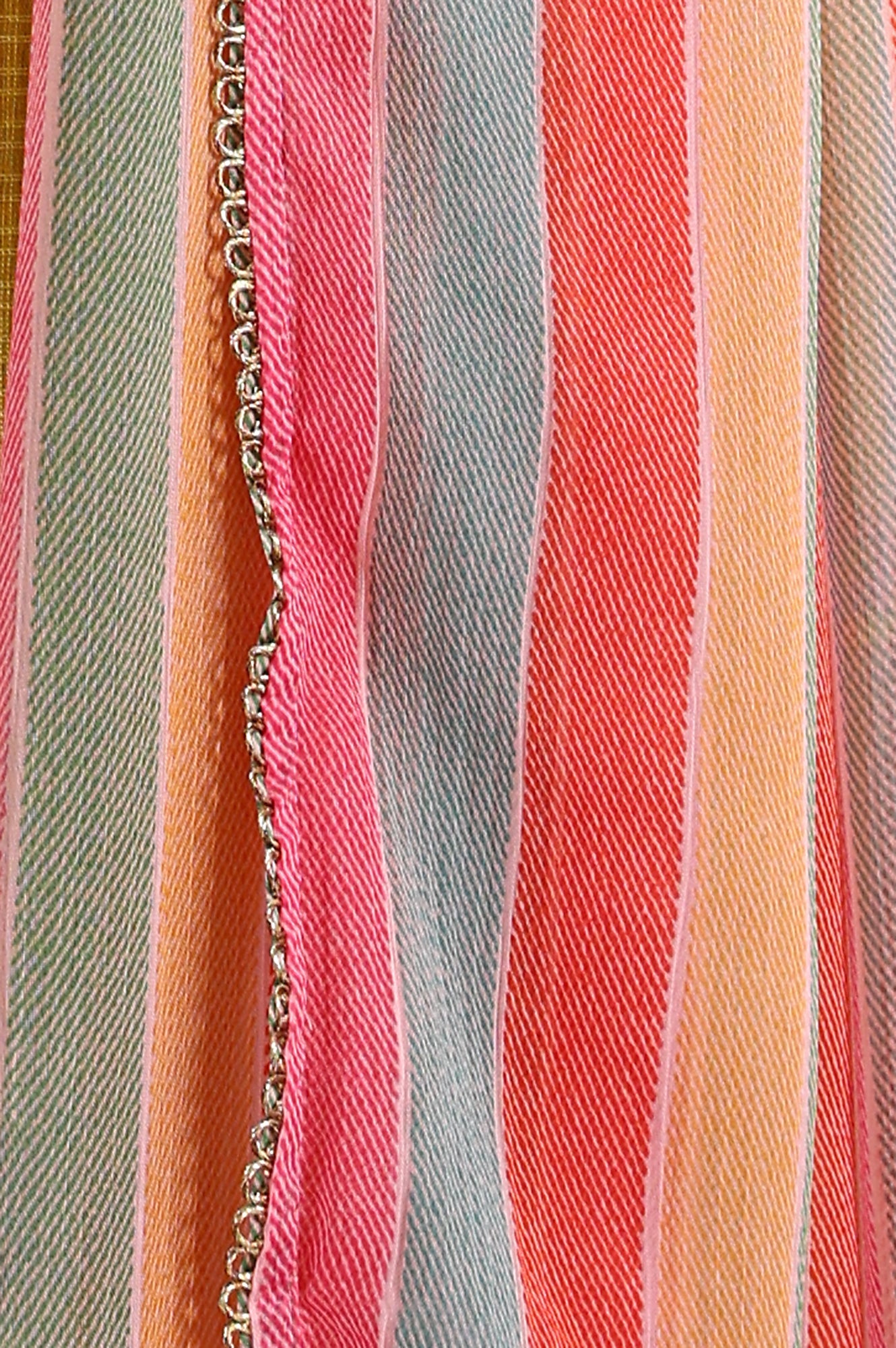 Celery Green Floral Printed Sequined Kota Flared Kurta, Slim Pants And Dupatta Set