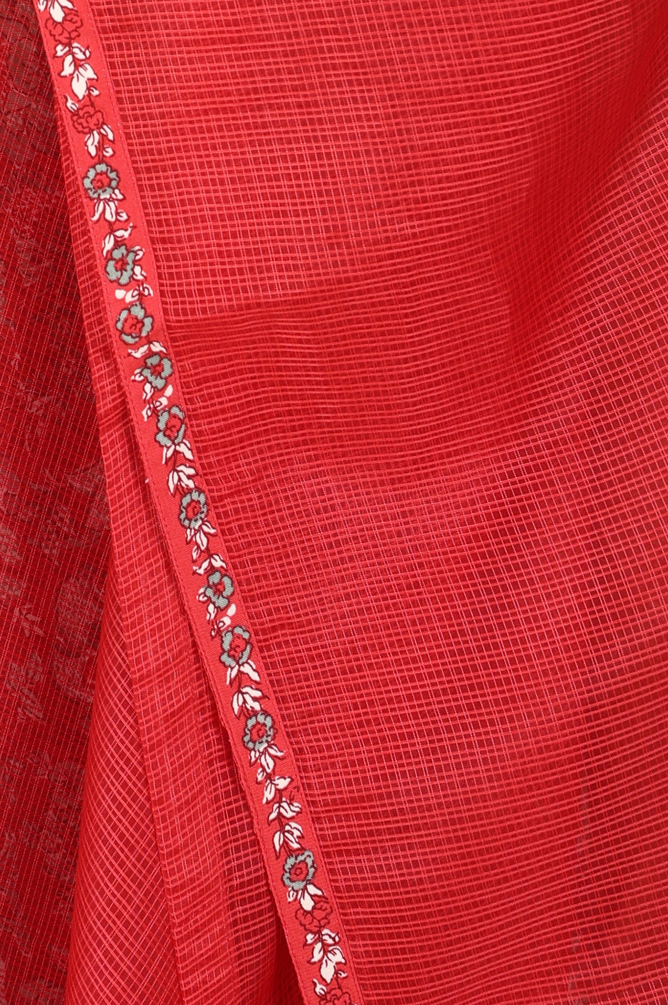 Red Floral Printed Flared Anarkali Kurta, Straight Pants And Dupatta Set