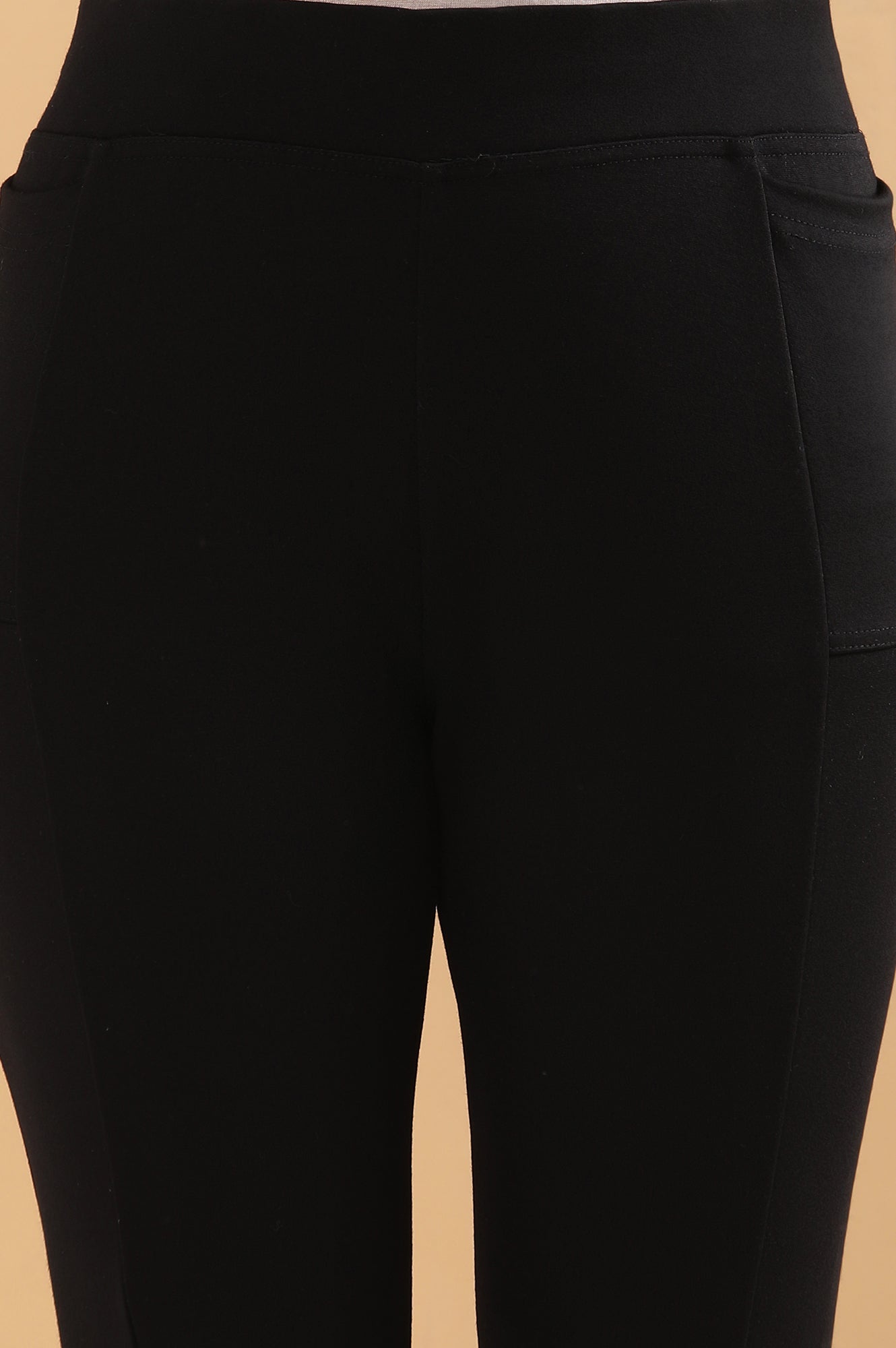Black Solid Flared Pants With Elasticated Waist