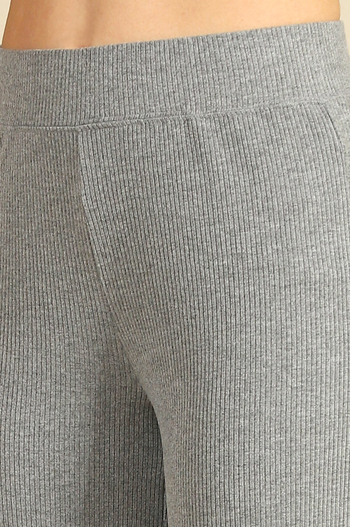 Grey Solid Rayon Straight Trousers & Pants