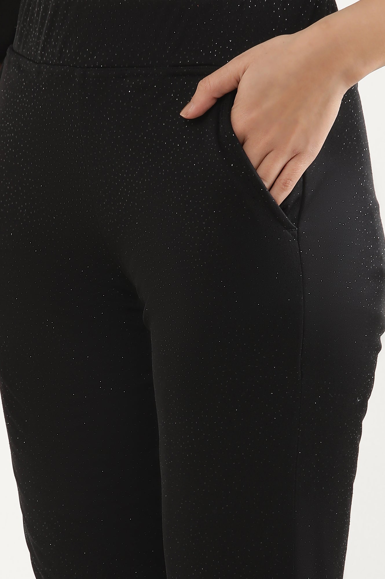 Black Printed Flared Sharara With Elasticated Waist