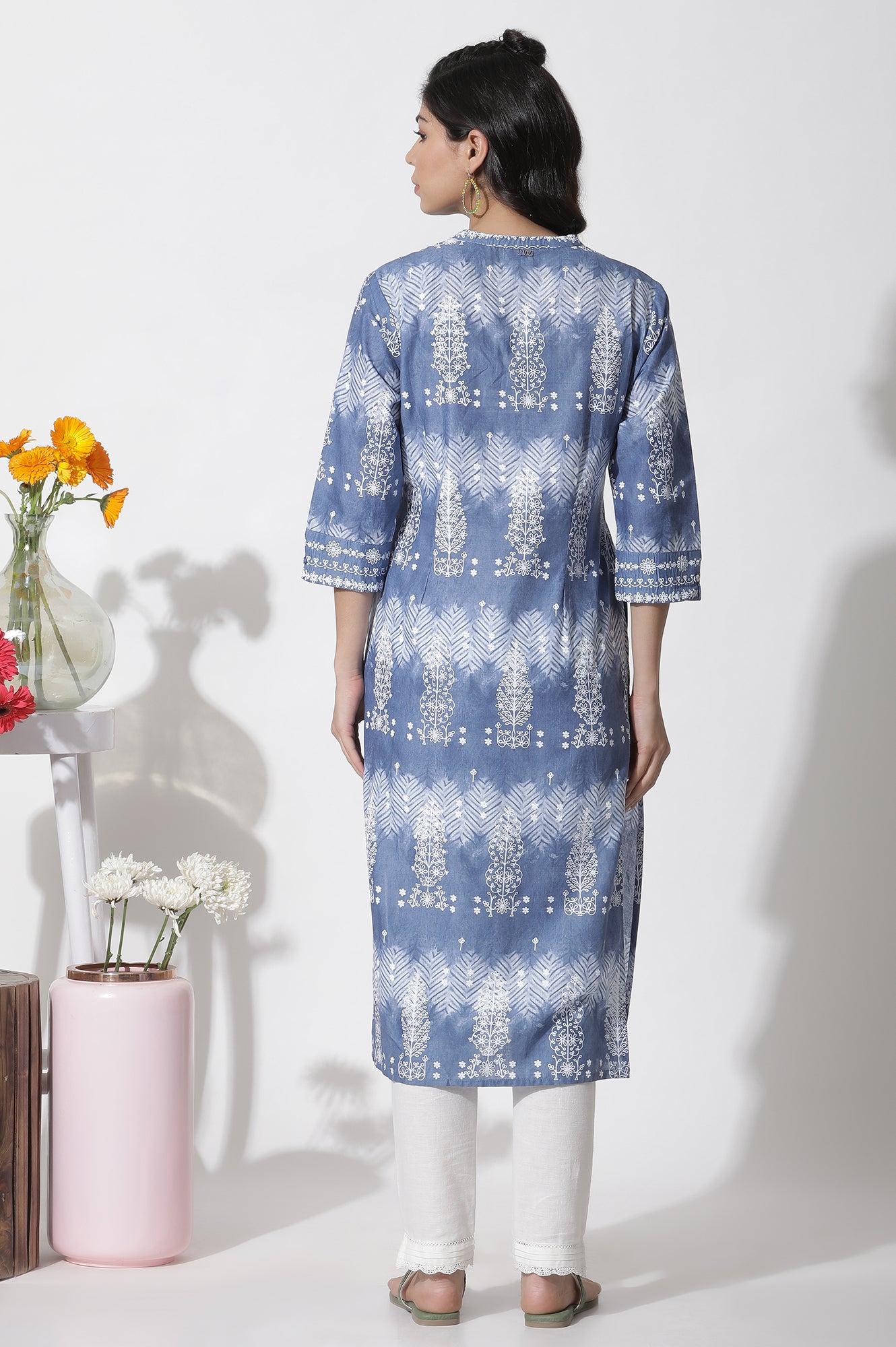 Dark Blue Tie-Dye Printed Kurta