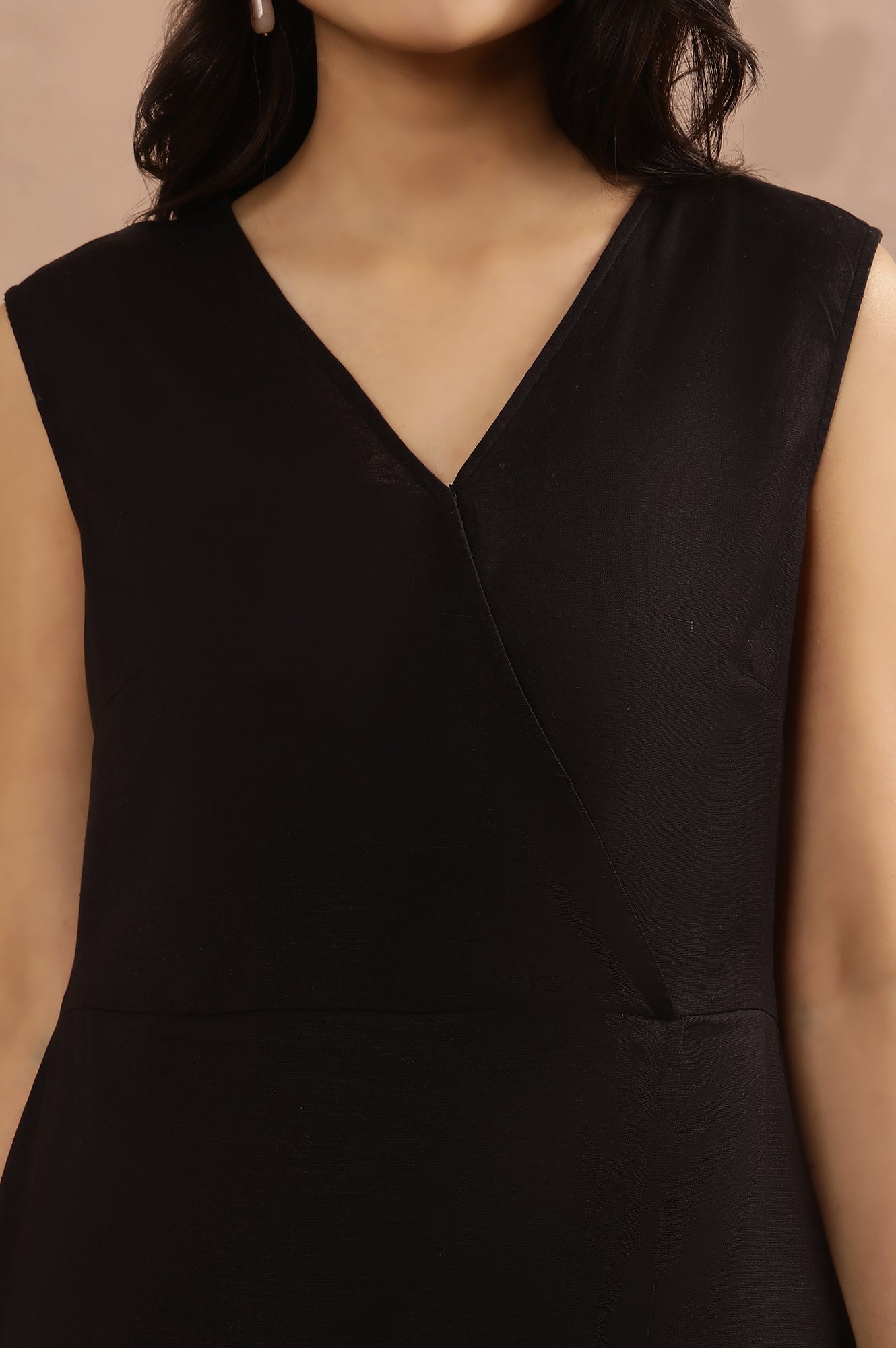 Black Sleeveless Long Western Wrap Jumpsuit