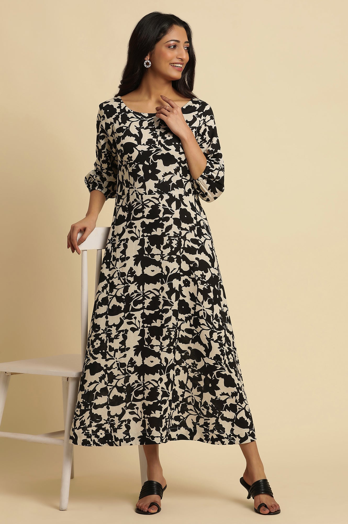 navy blue dress for baby girl Buy Black and White Abstract Printed Cotton A-Line Western Dress Online for  Woman
