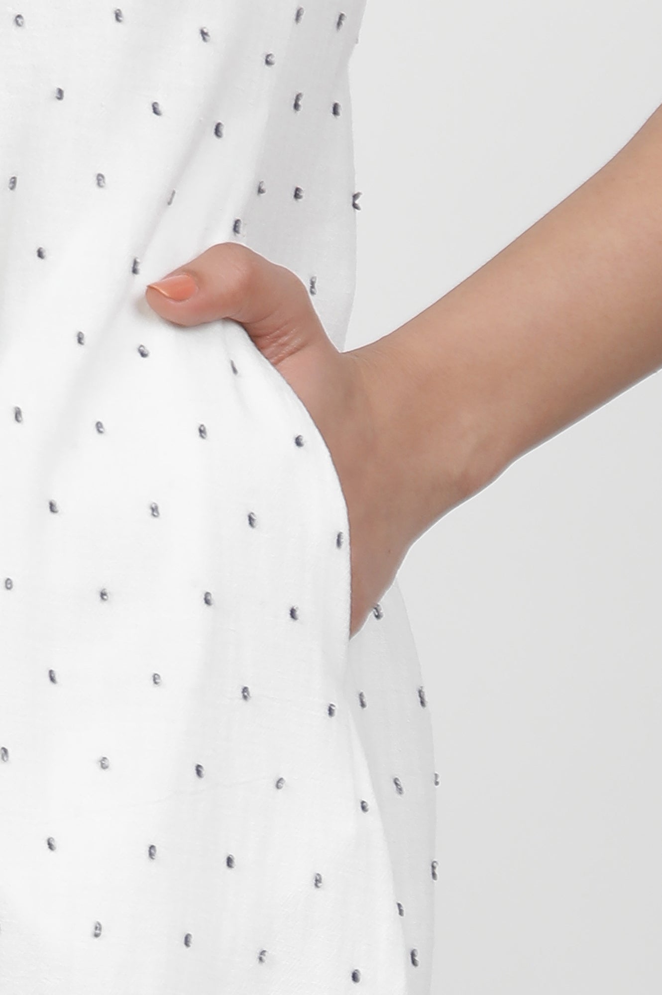 White A-Line Swiss Dot Cotton Kurta