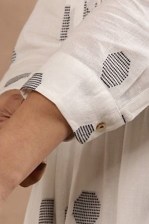 White Yarn Dyed Polka Dot Dress