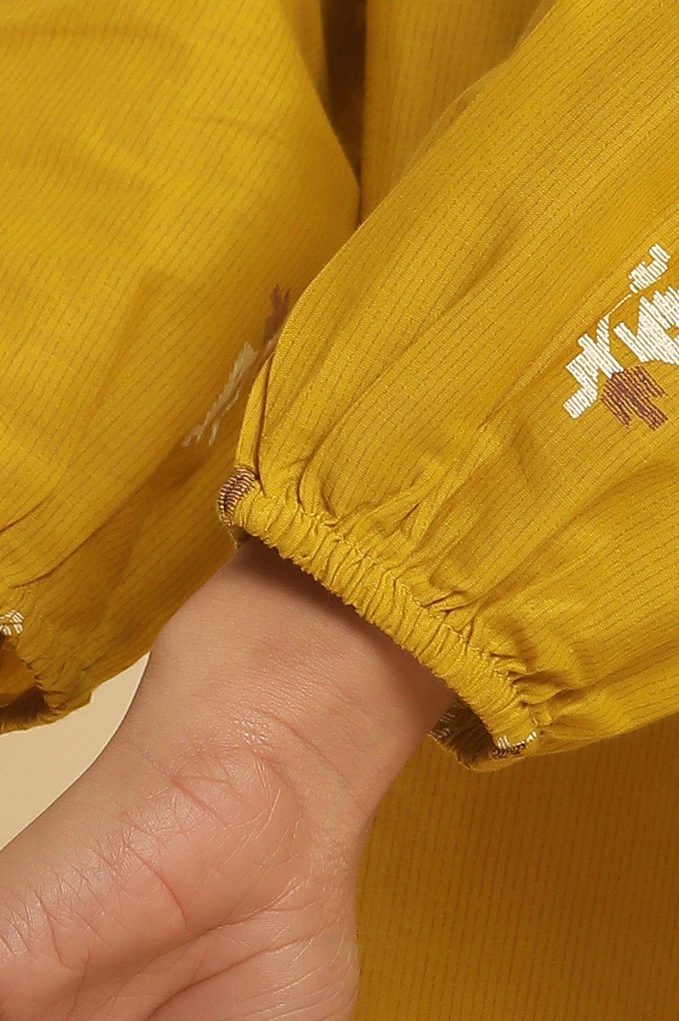 Yellow Geometric Printed And Embroidered Top - wforwoman