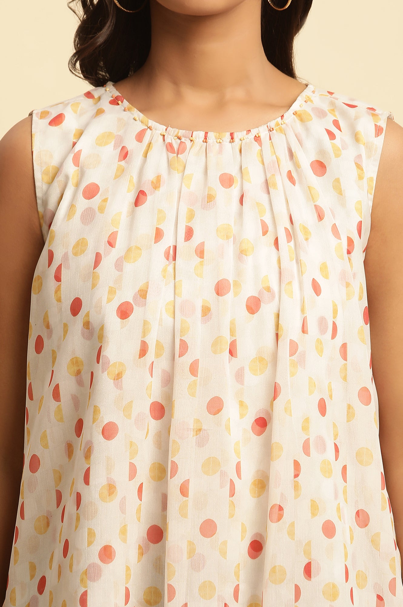 White Polka Dot Printed Layered Top