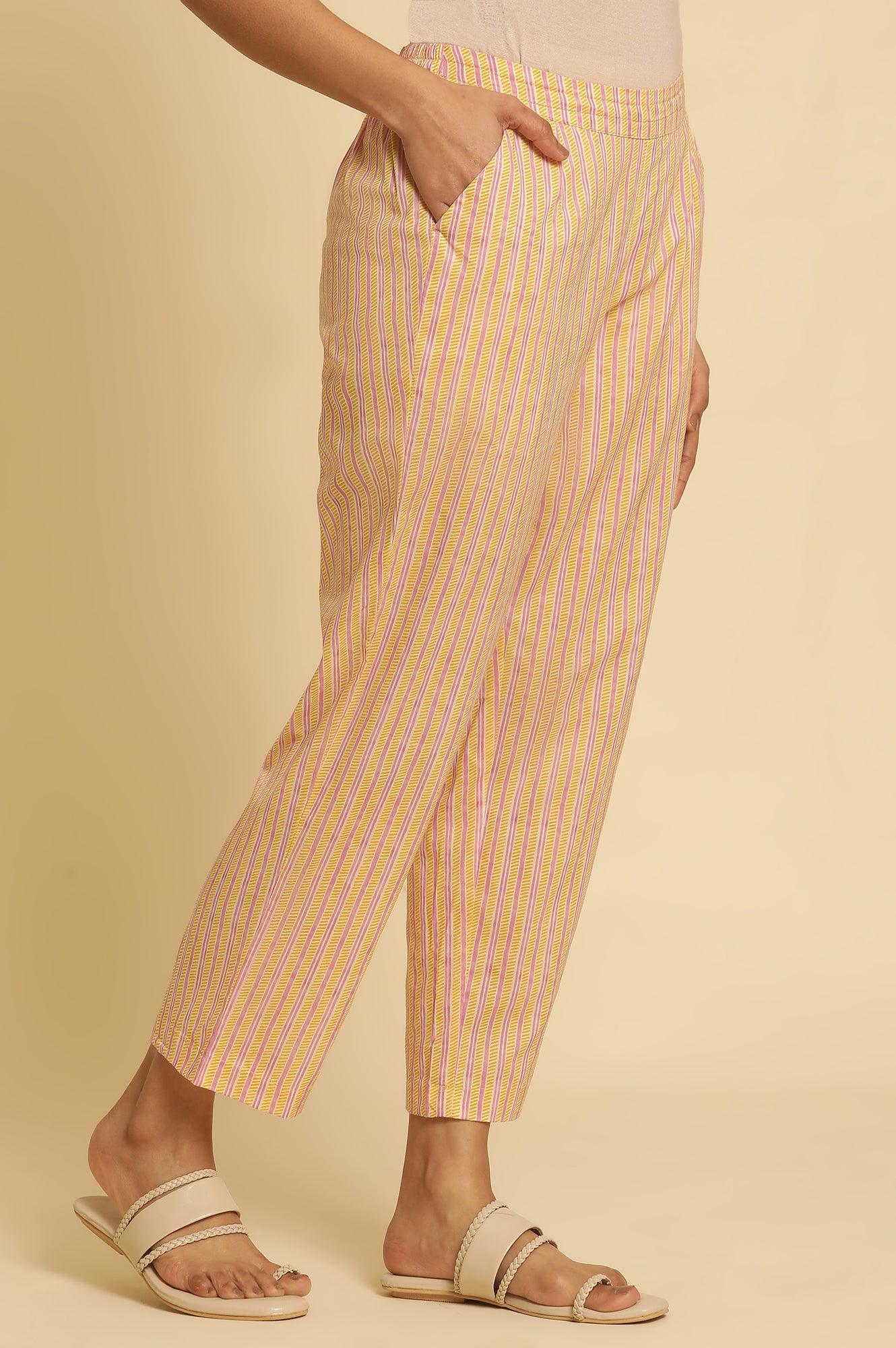 Multi-Coloured Striped Straight Pants - wforwoman
