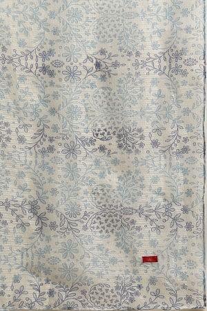 White Kota Dupatta With Blue Floral Print - wforwoman