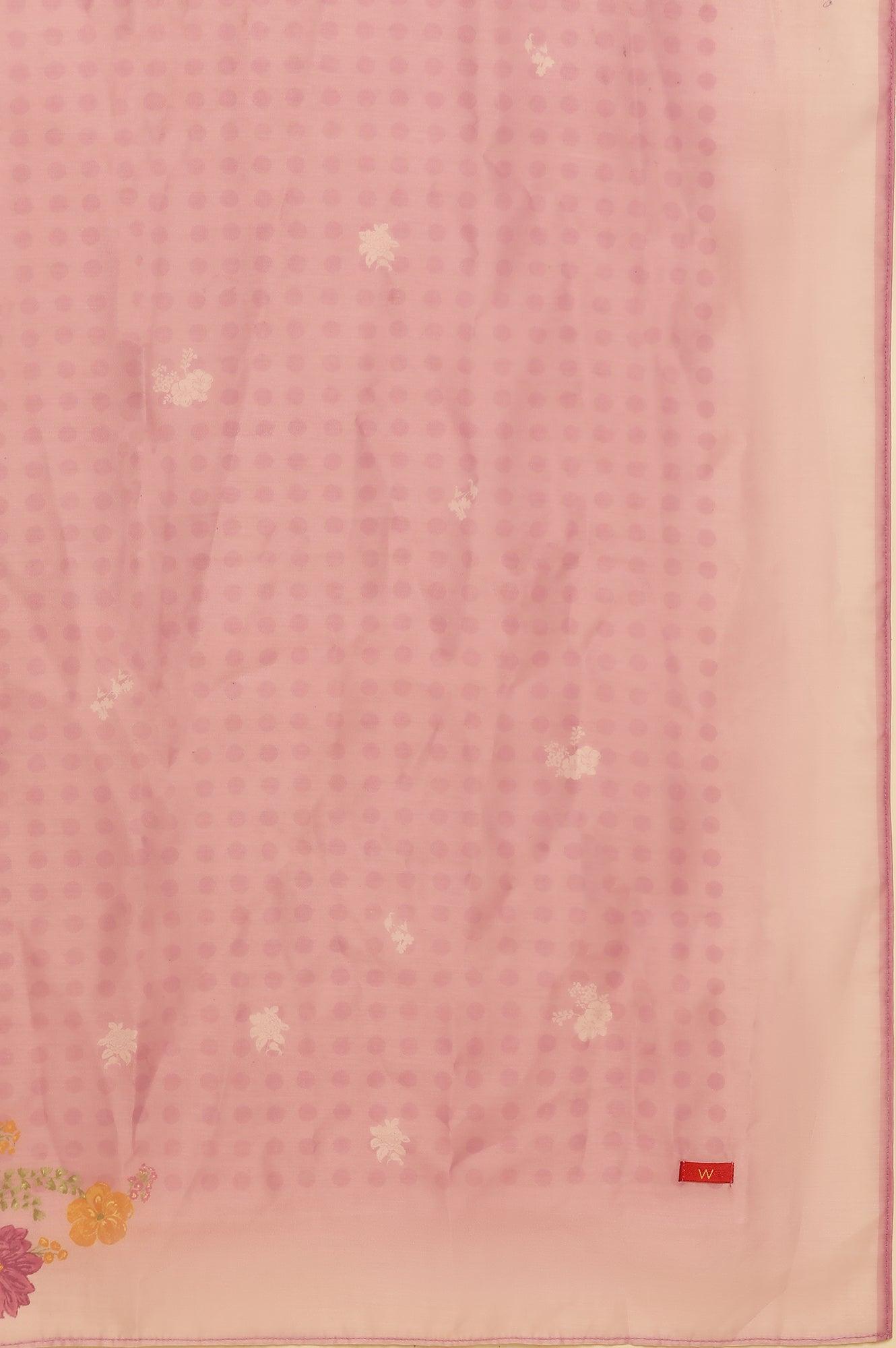 White Sleeveless Printed Flared Kurta, Pants And Dupatta Set - wforwoman