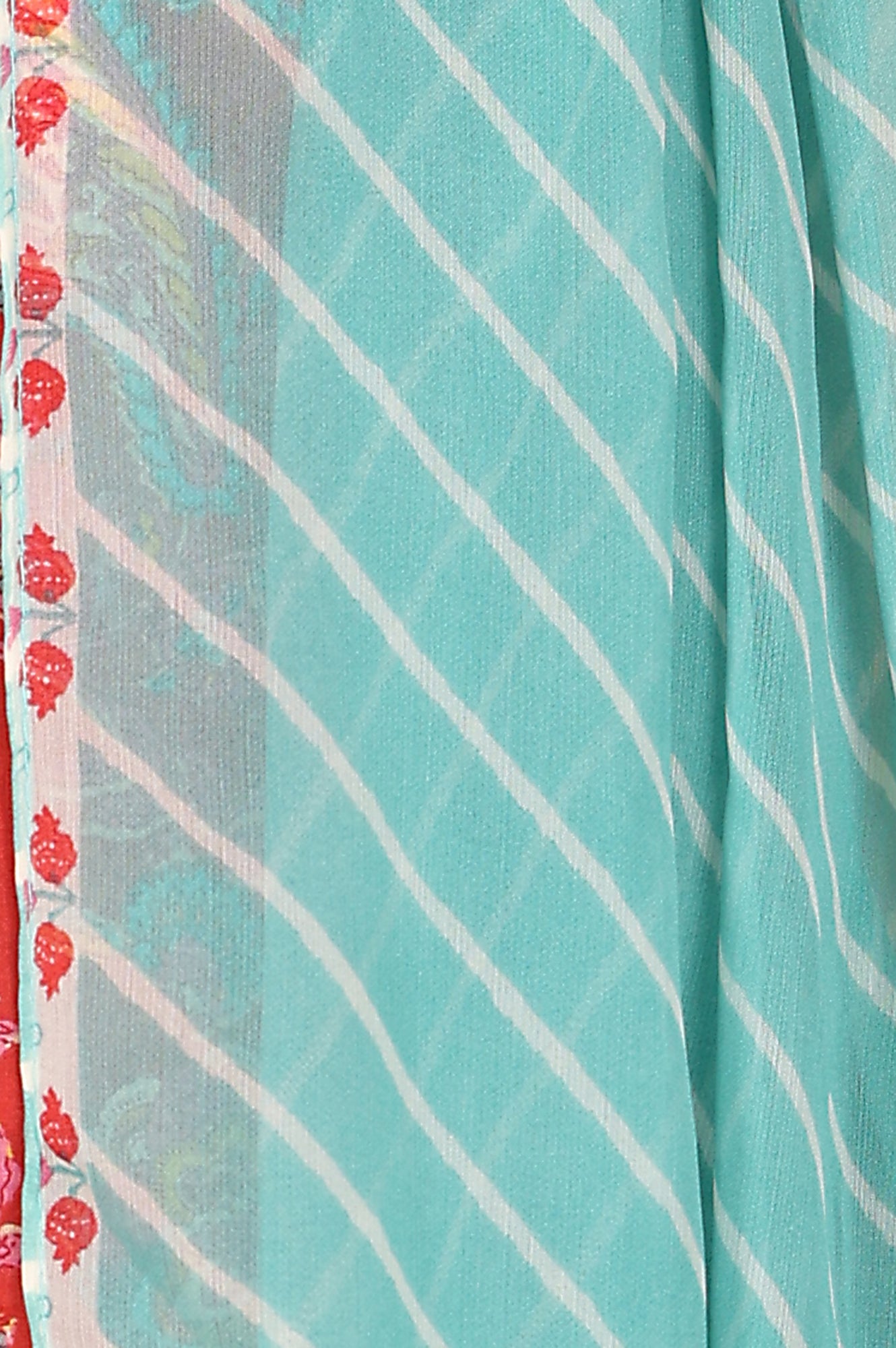 Red Floral Printed Sequined Pure Cotton A-Line Kurta, Straight Pants And Teal Printed Dupatta