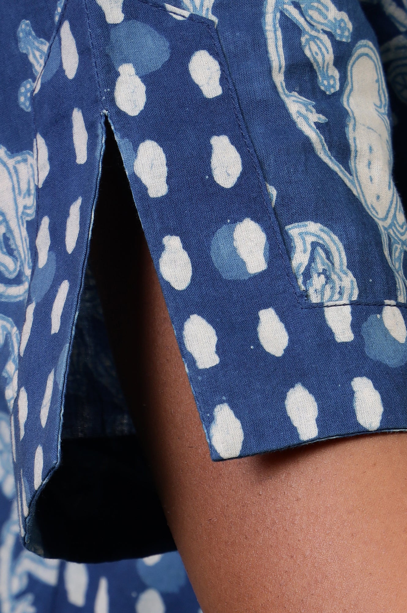 Folksong Indigo Blue Tropical Gotta Patti Cotton Flared Anarkali Kurta