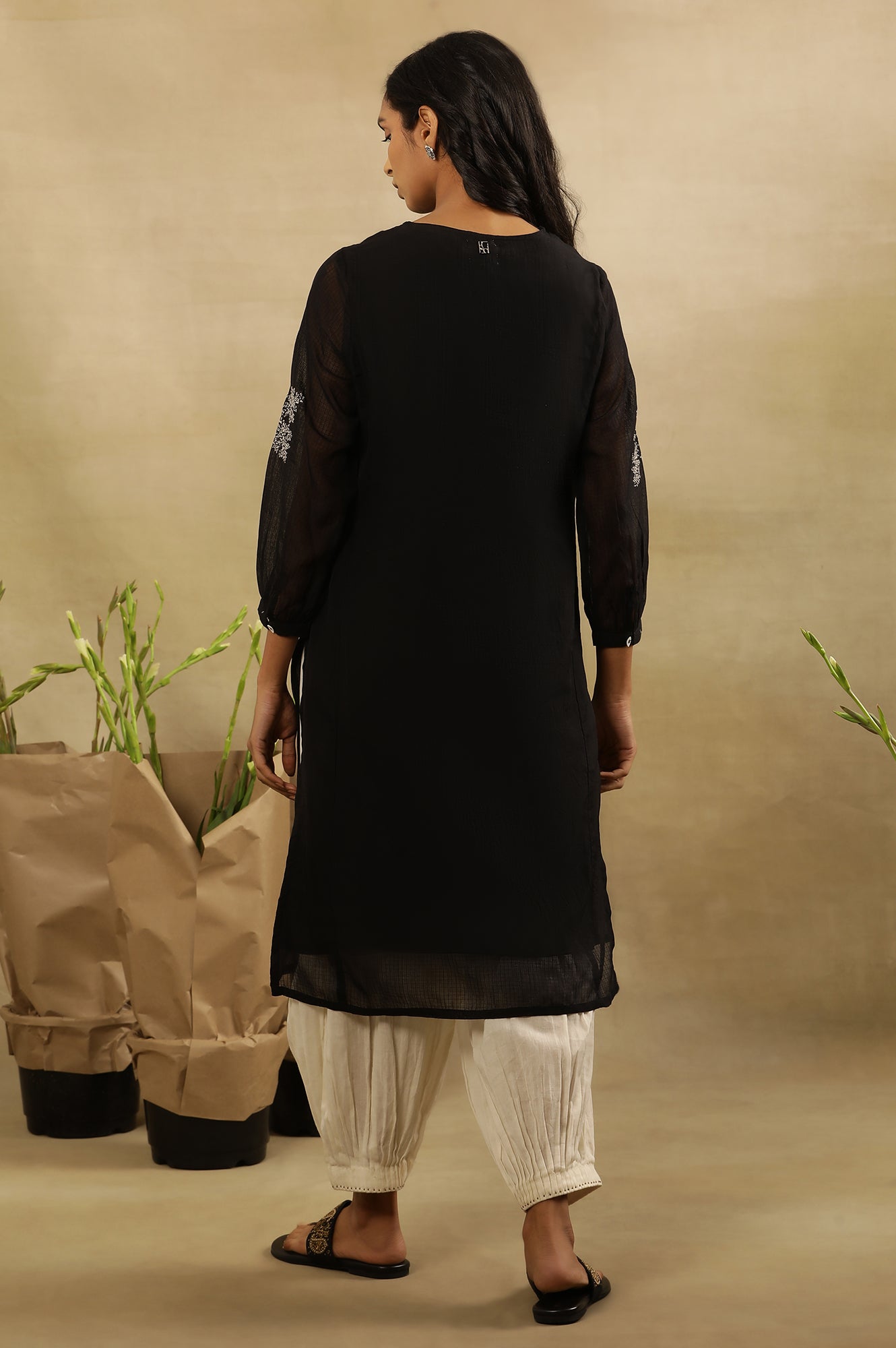 Black Tepchi Kota Layered Kurta