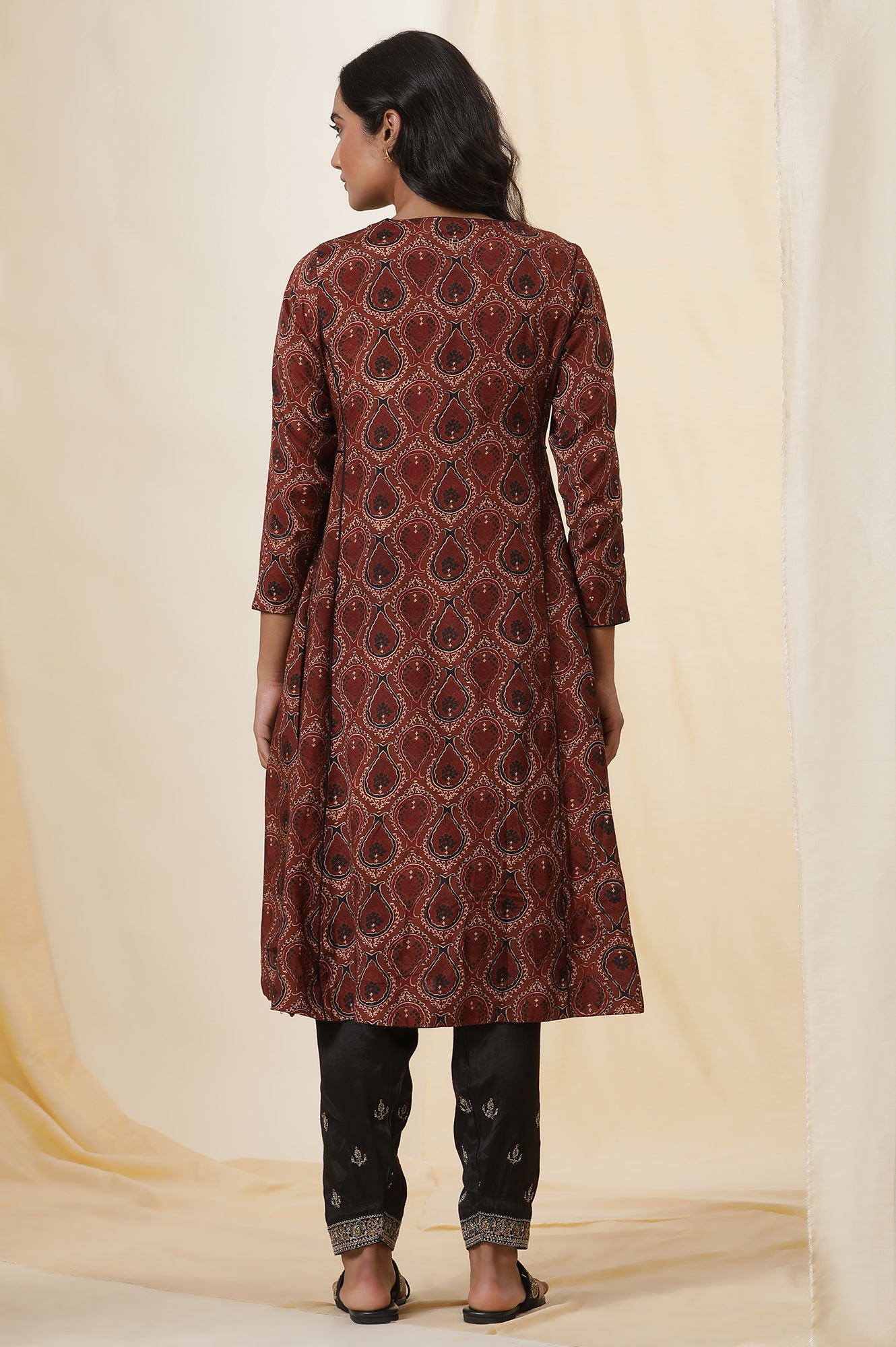 Rusty Brown Ajrakh Flared Kurta