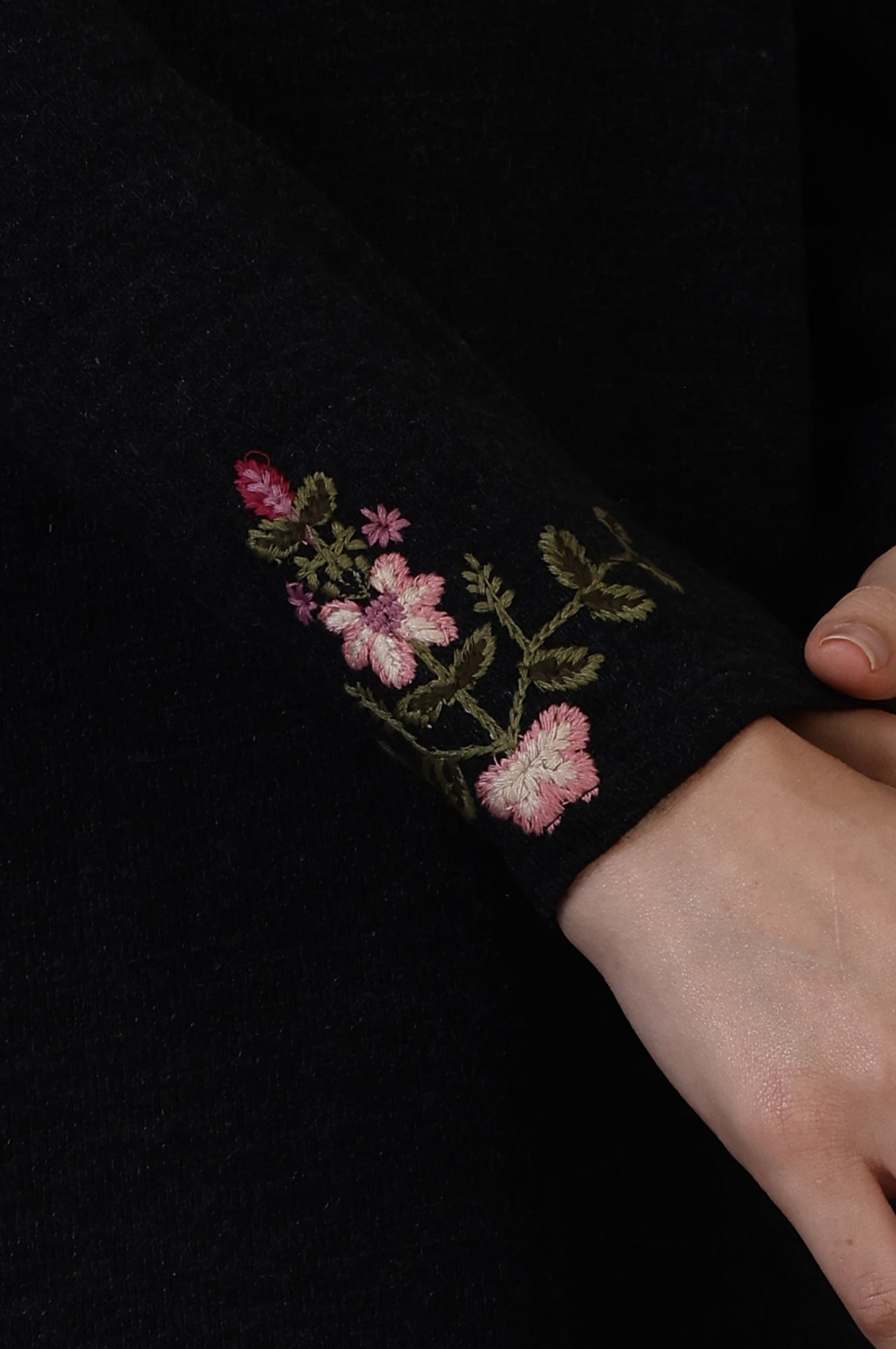 Grey Solid Thread Work Acrylic A-Line Kurta