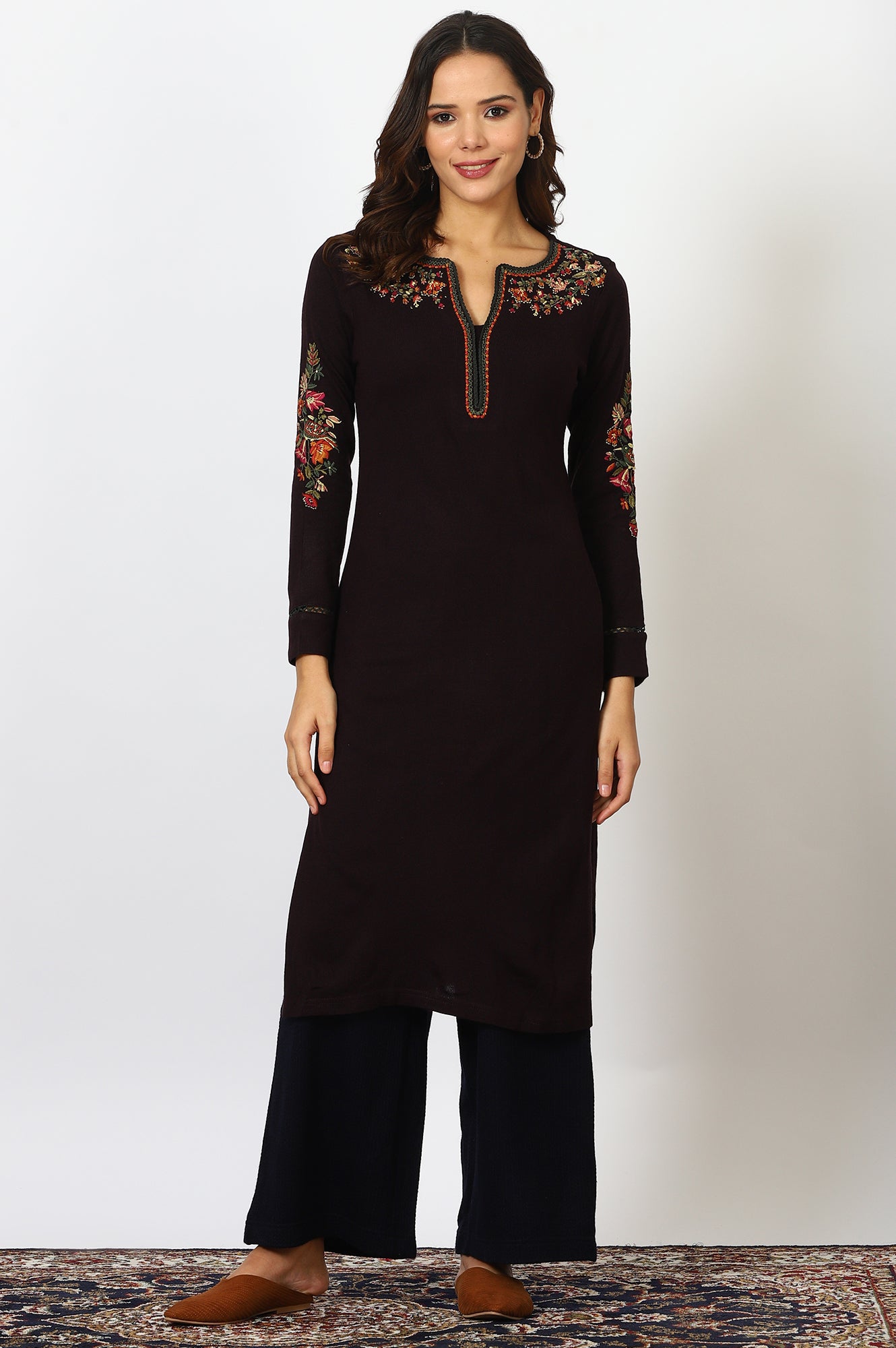 Blue Solid Rayon Parallel Pants