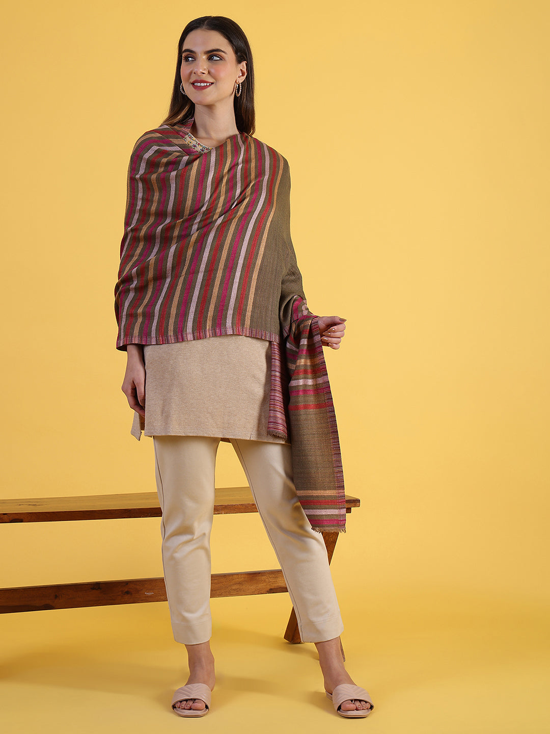 Brown Wool Silk Shawls