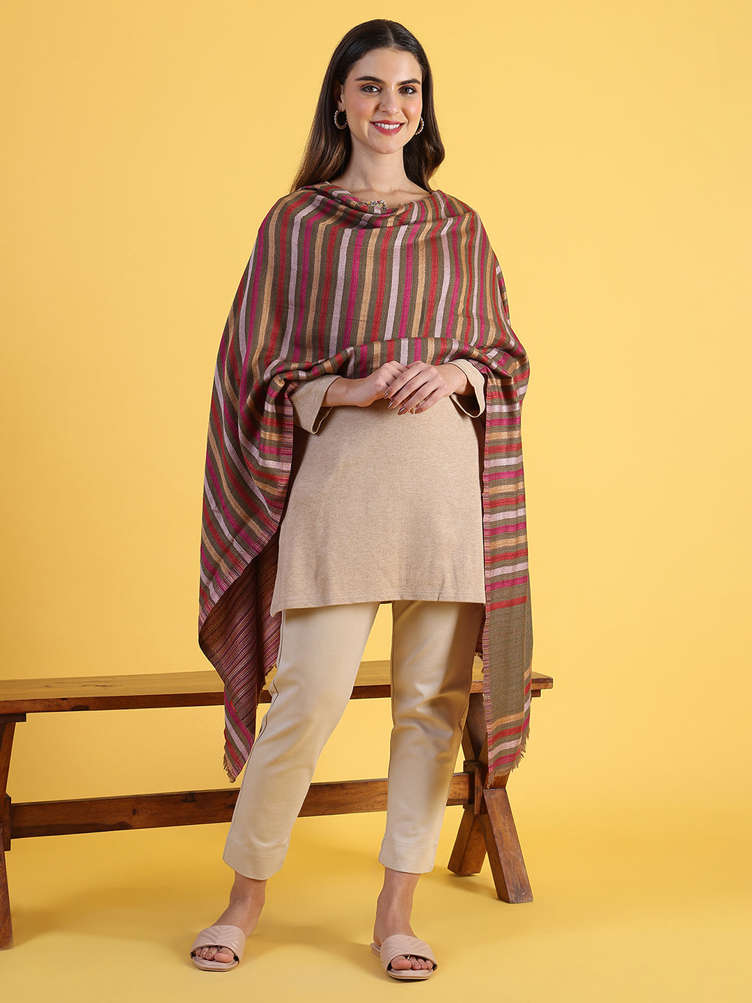 Brown Wool Silk Shawls