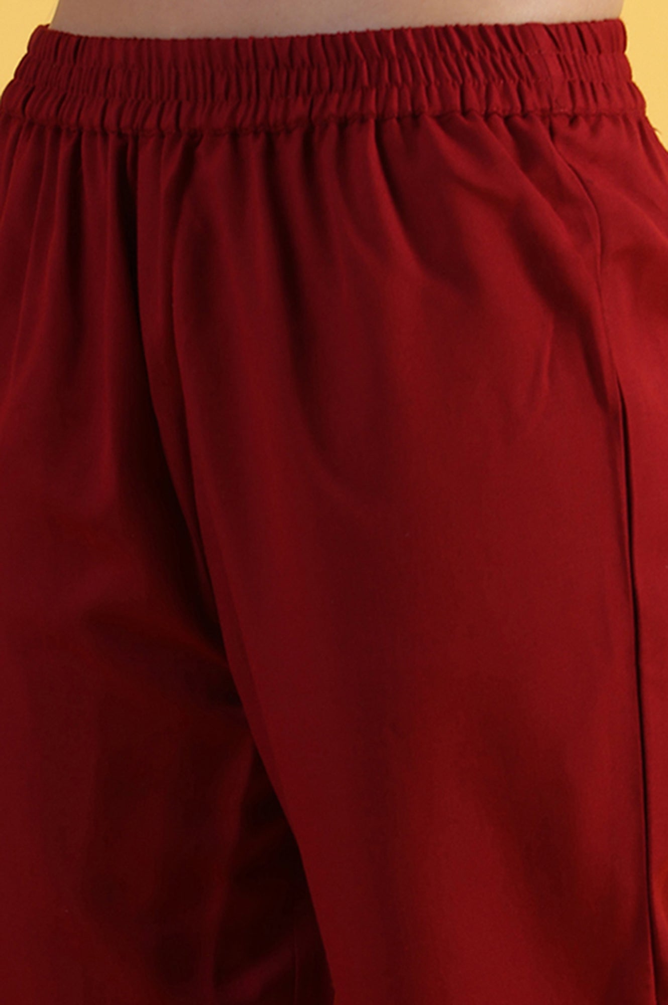 Red Yarn Dyed Sequins A-Line Kurta & Straight pant with Dupatta Set