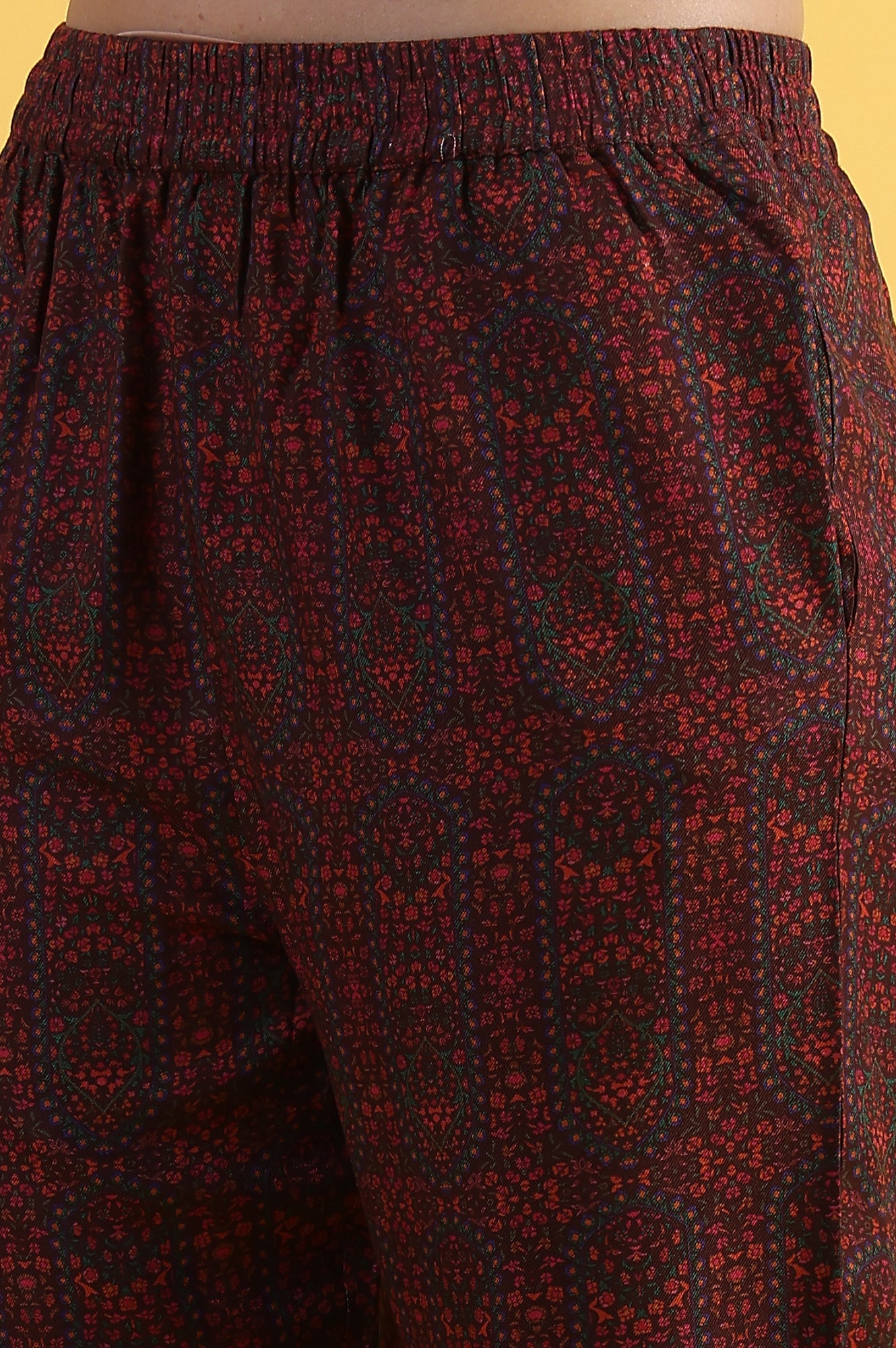 Maroon Printed A-Line Kurta & Straight pant Set