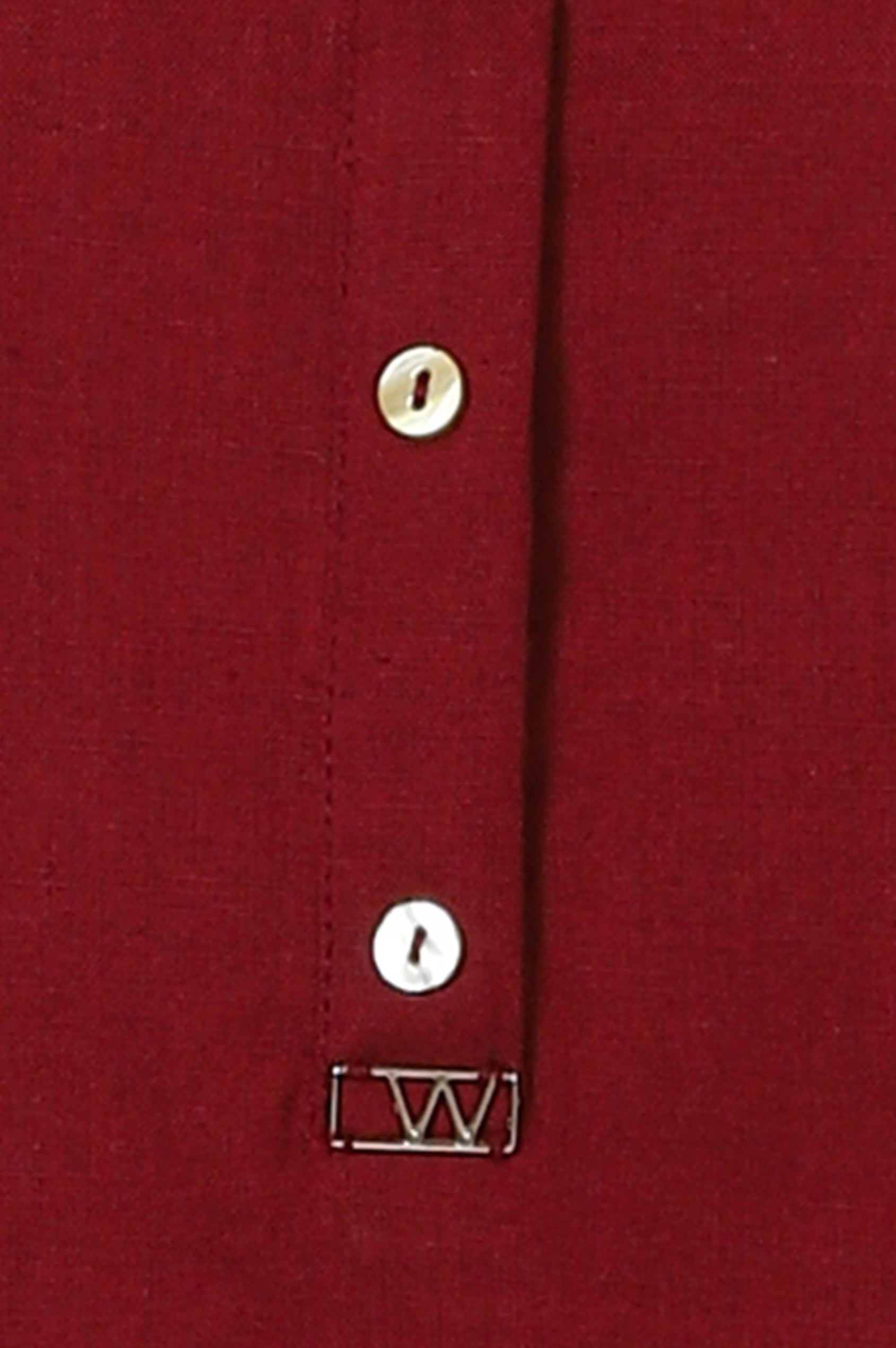 Maroon Mandarin Collar Cotton Blend Straight Kurta With W Branding
