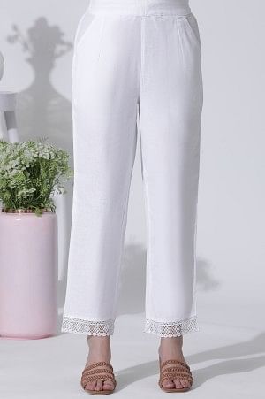 White & Green Checker Cotton Kurta, Pants With Dupatta Set