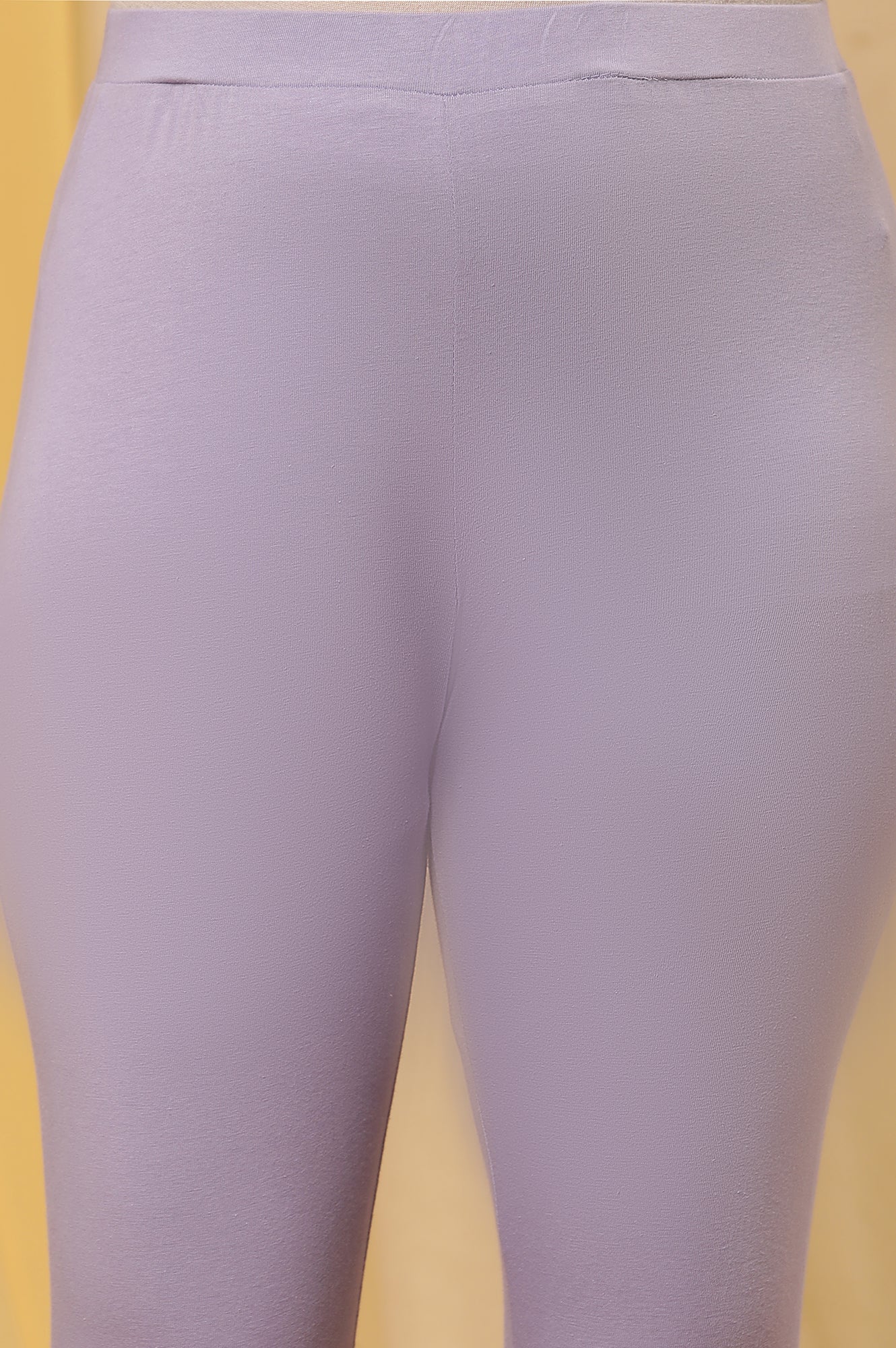 Purple Printed Sleeveless Kurta And Tights Set