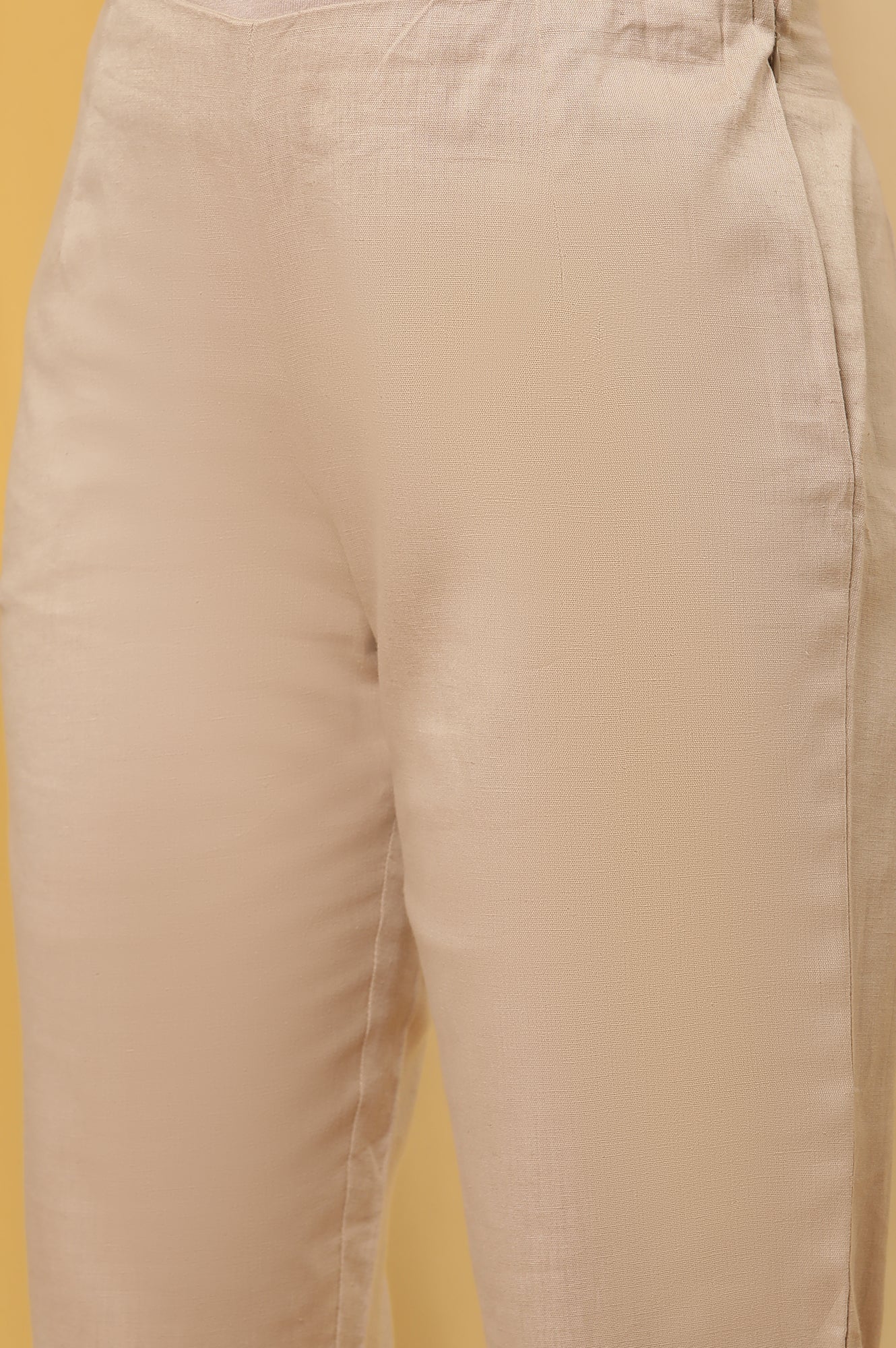 Beige Printed Kurta And Pants Set