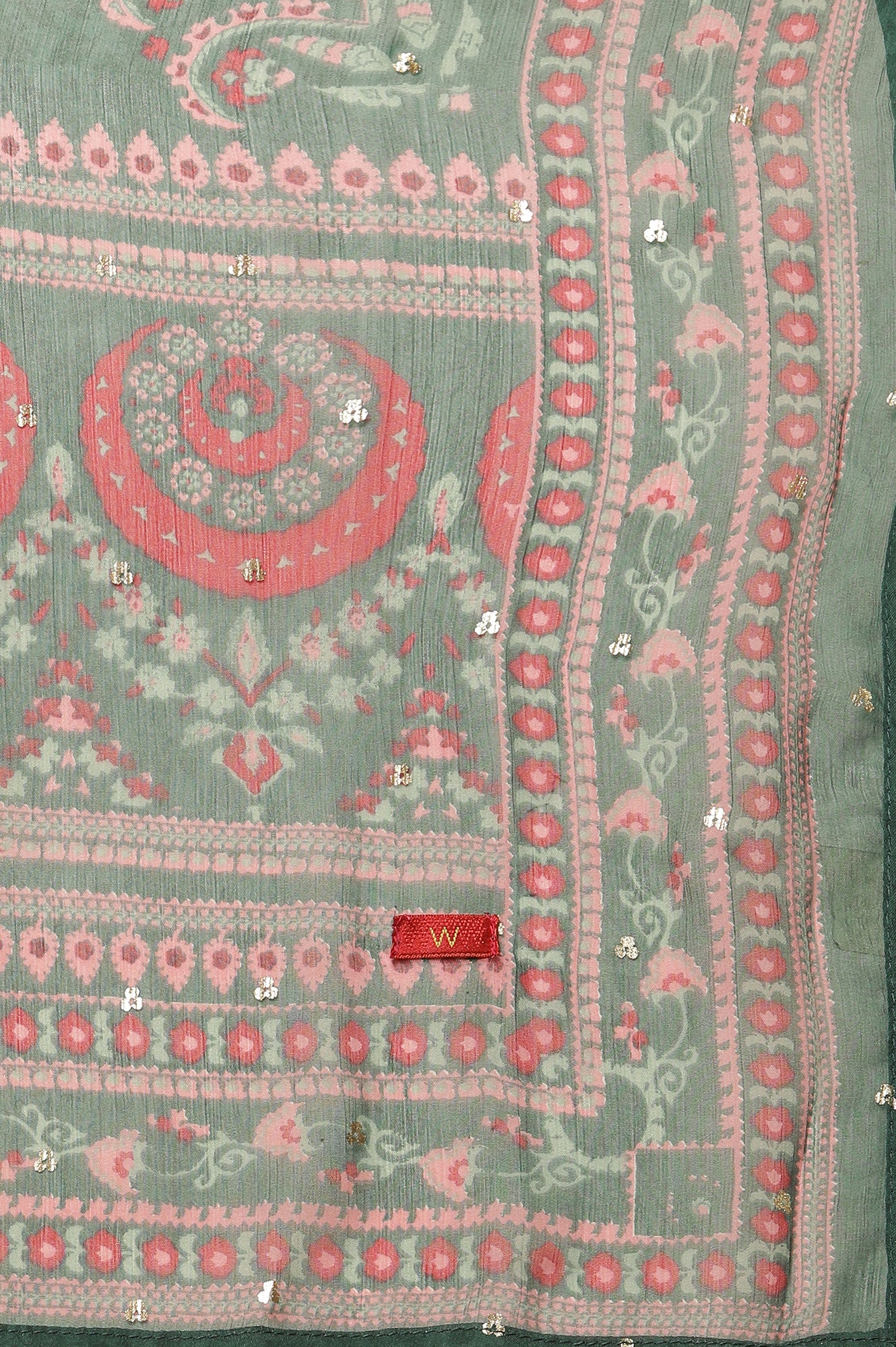 Red Embroidered Kurta, Pants And Dupatta Set