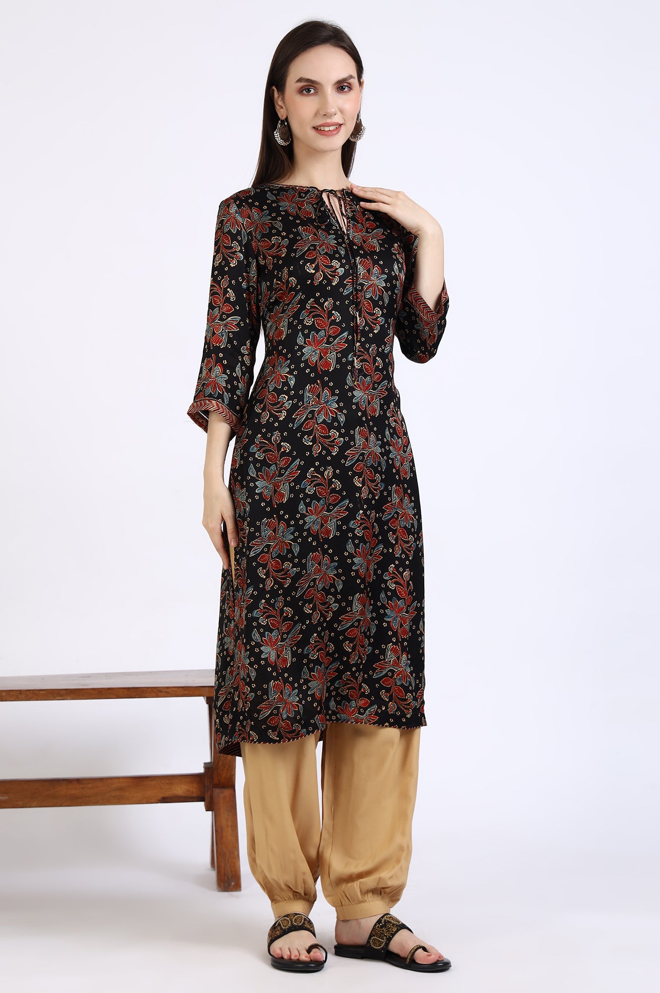 Gold Solid Gathered Harem Pants