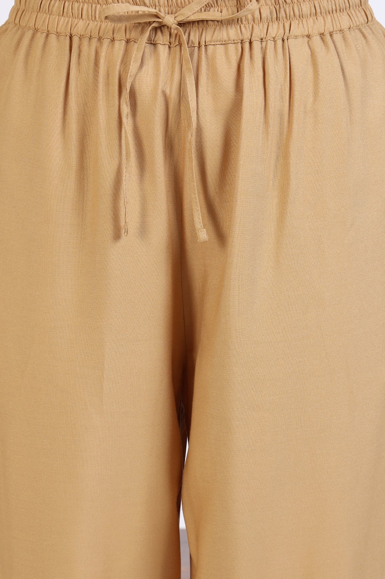 Gold Solid Gathered Harem Pants