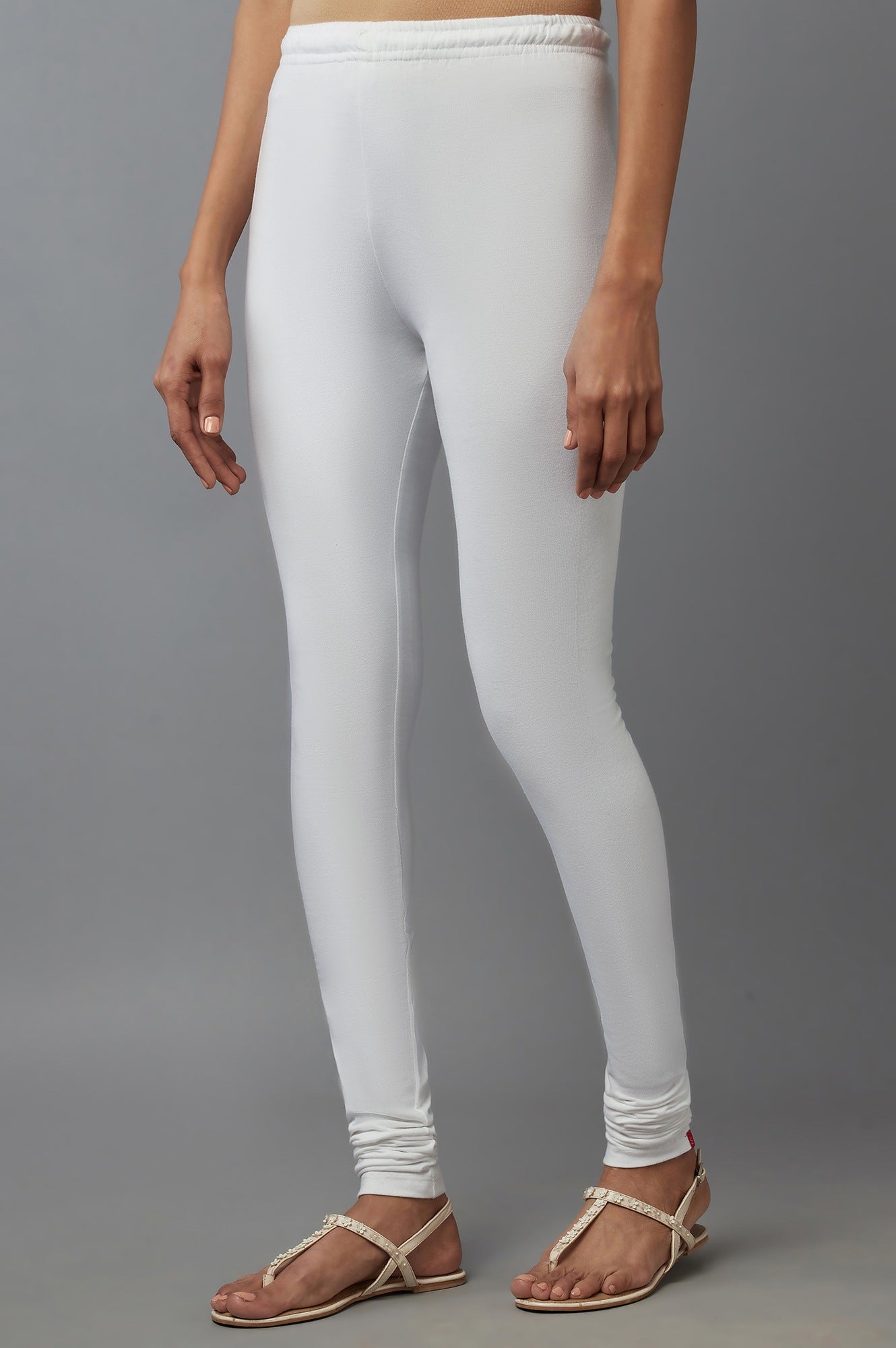 Ecru Solid Women Churidar