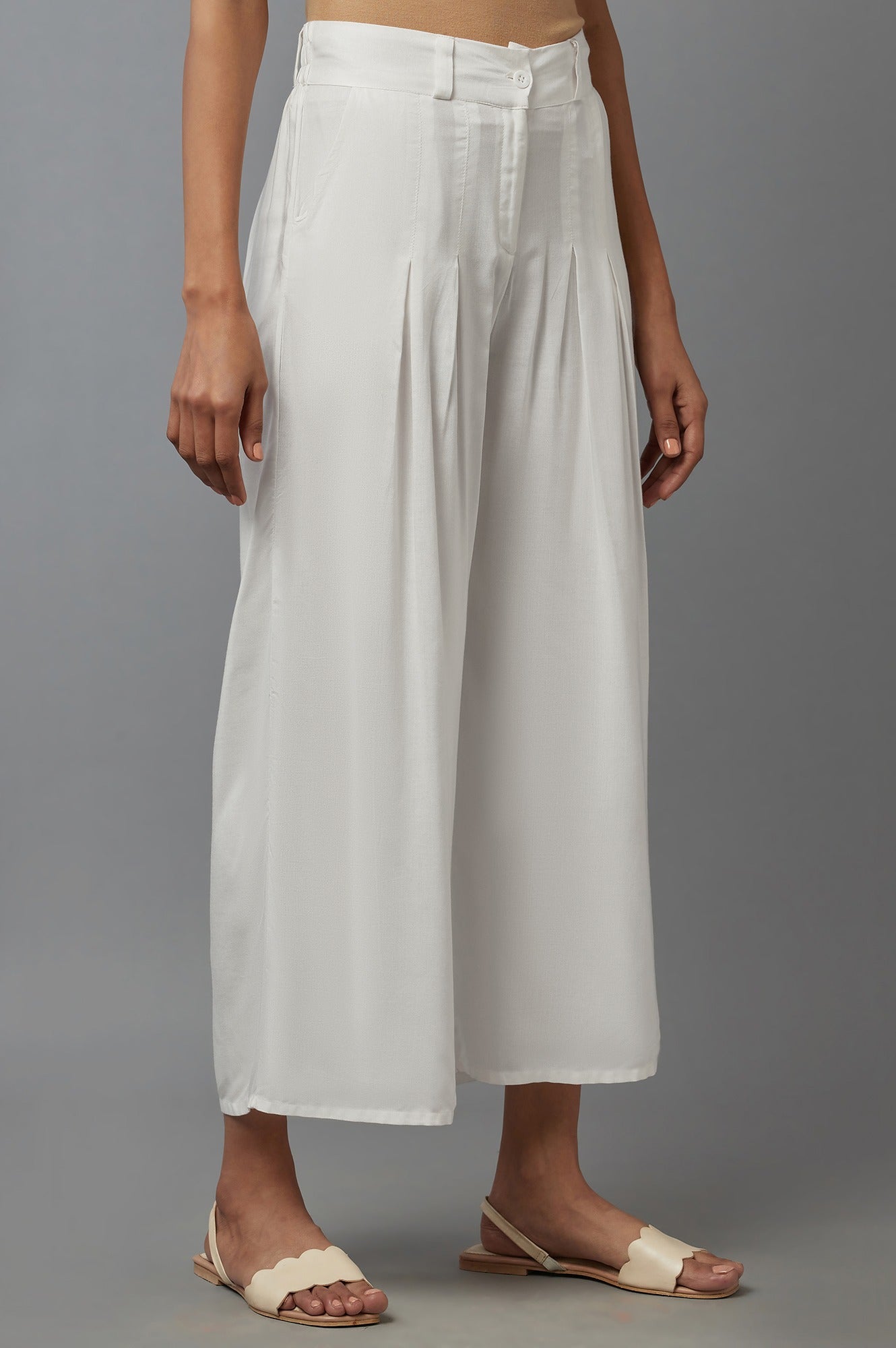 White Tailored Volume Pants