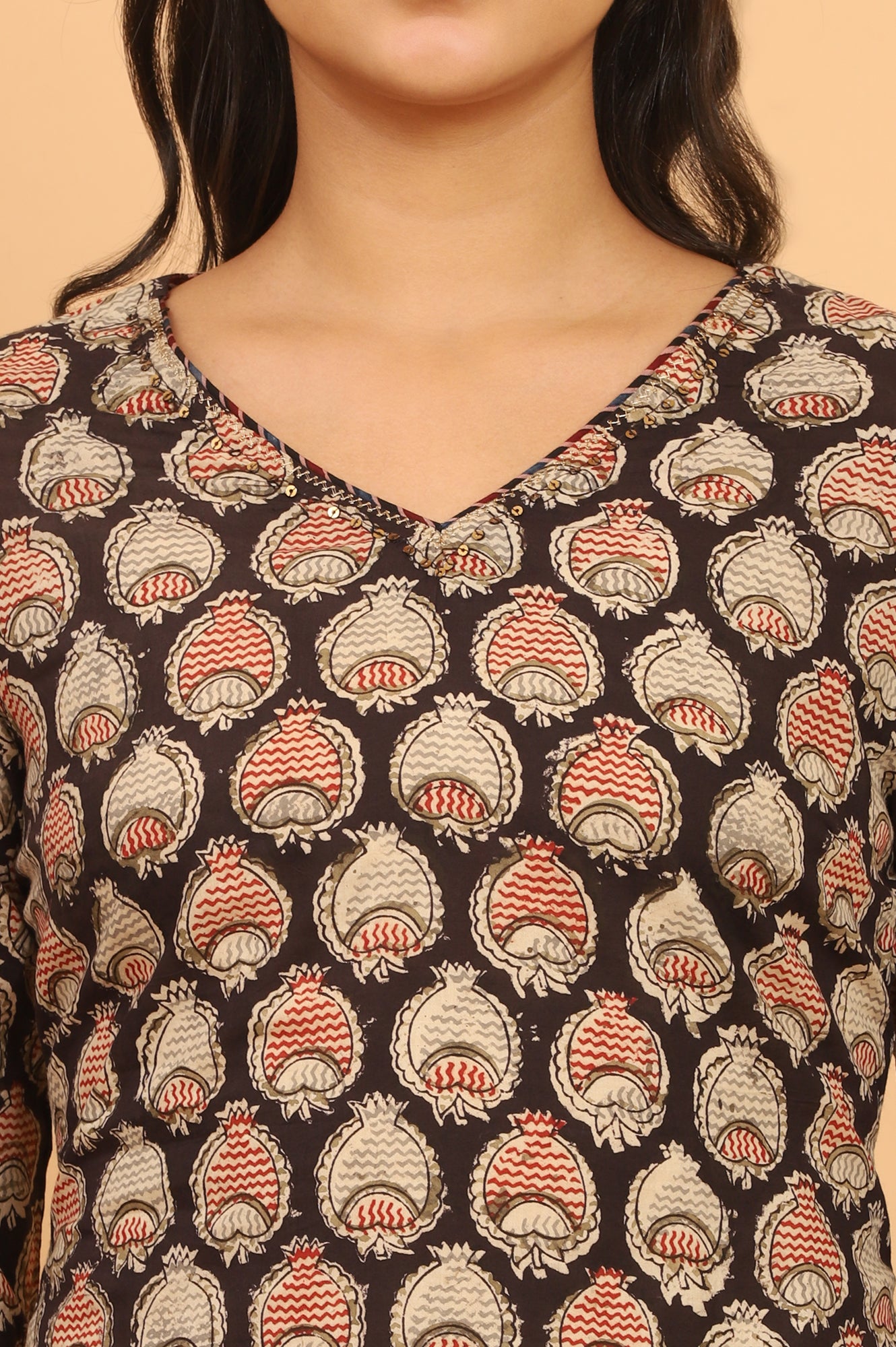 Dark Brown Kalamkari Kurta