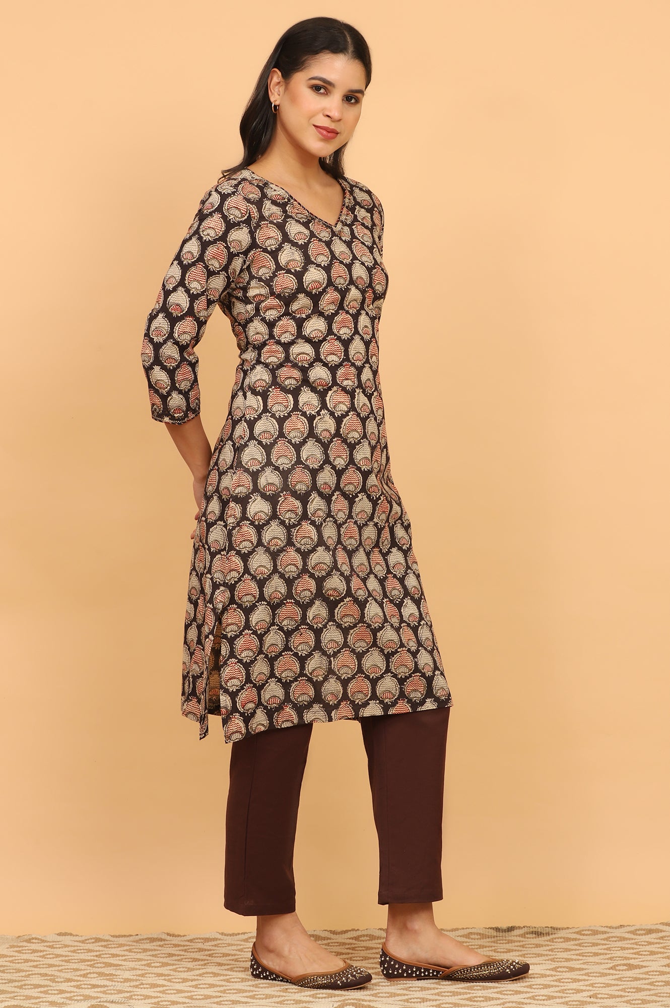 Dark Brown Kalamkari Kurta