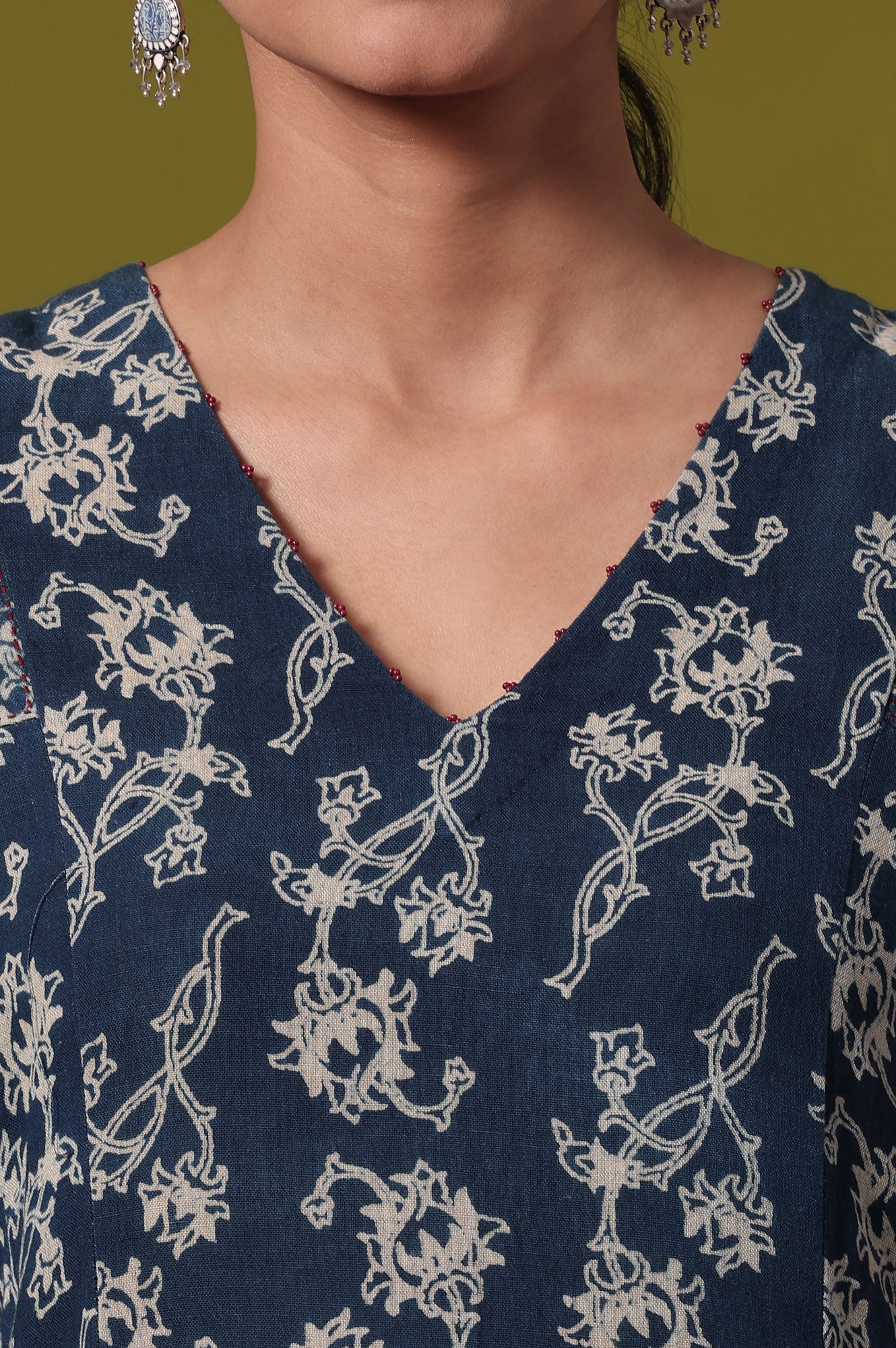 Floral Printed Flared Cotton Blend Kurta